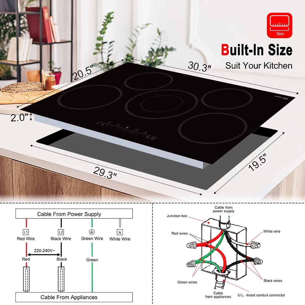30-in 5 Elements Smooth Surface (Radiant) Black Electric Cooktop
