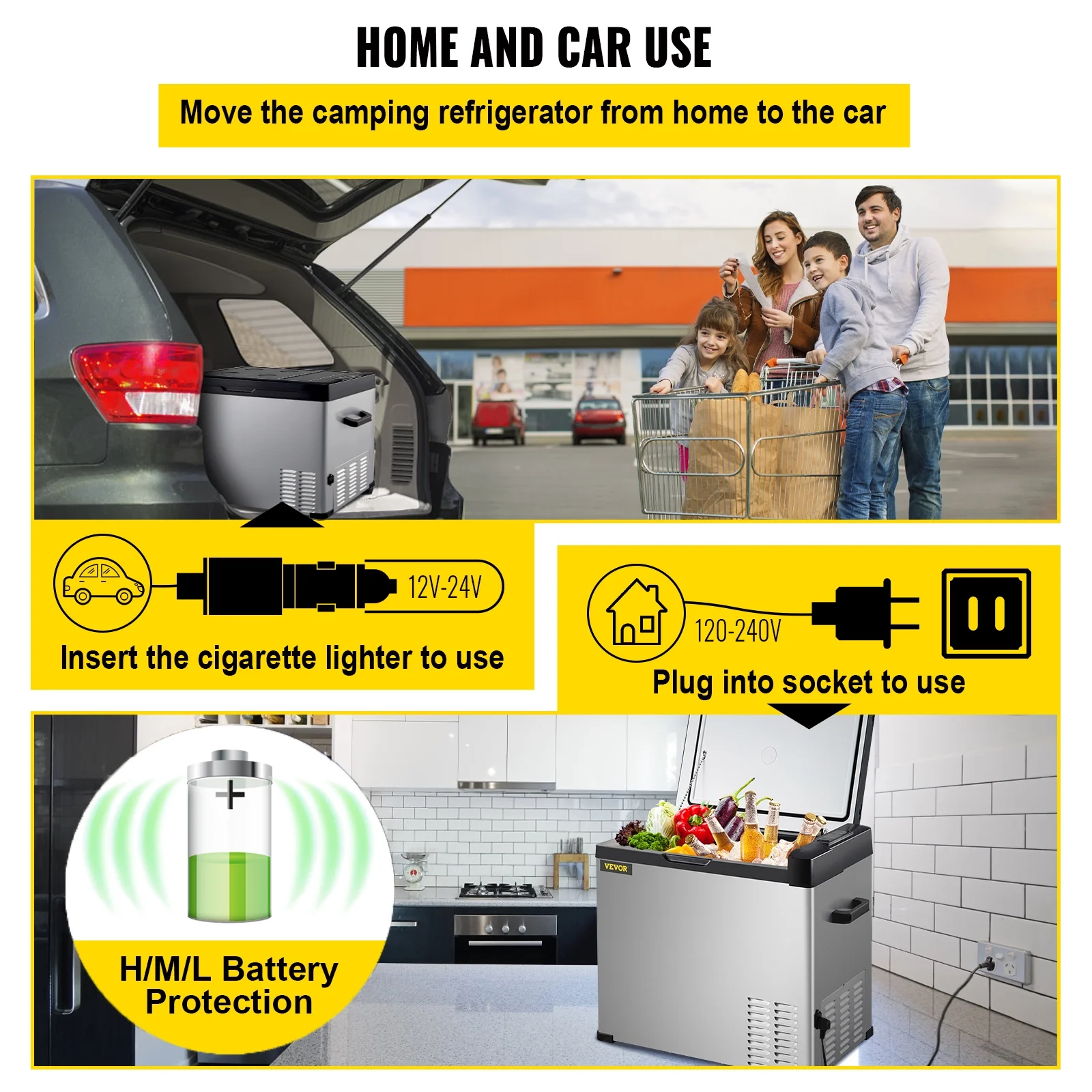 BENTISM 12volt Car Refrigerator Portable Freezer 53Qt Camping Refrigerator Outdoor