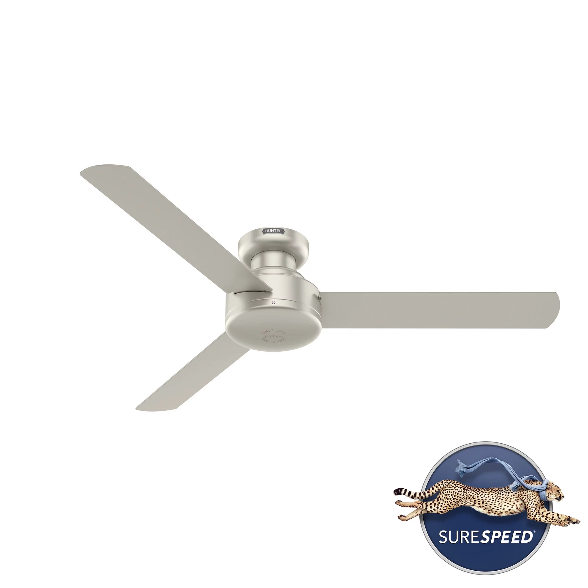 Hunter Presto 52 Low Profile Presto 52' 3 Blade Hugger Indoor Ceiling Fan - Nickel
