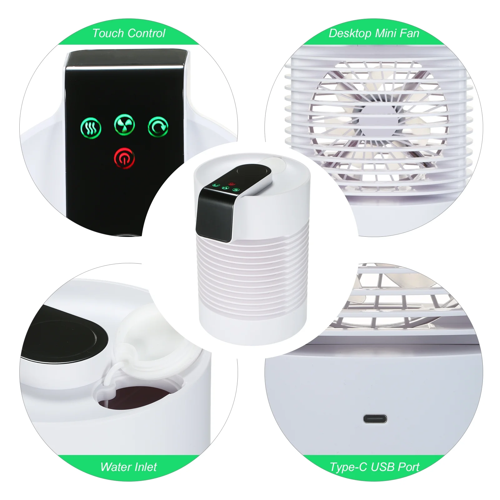 ammoon Air Cooler,Filter Air Purification Air Conditioner Portable Air Purification Silent Hdifier Rotatable Air Humidifier Air Conditioner Rotatable Office Dorm Air Cooler Rookin