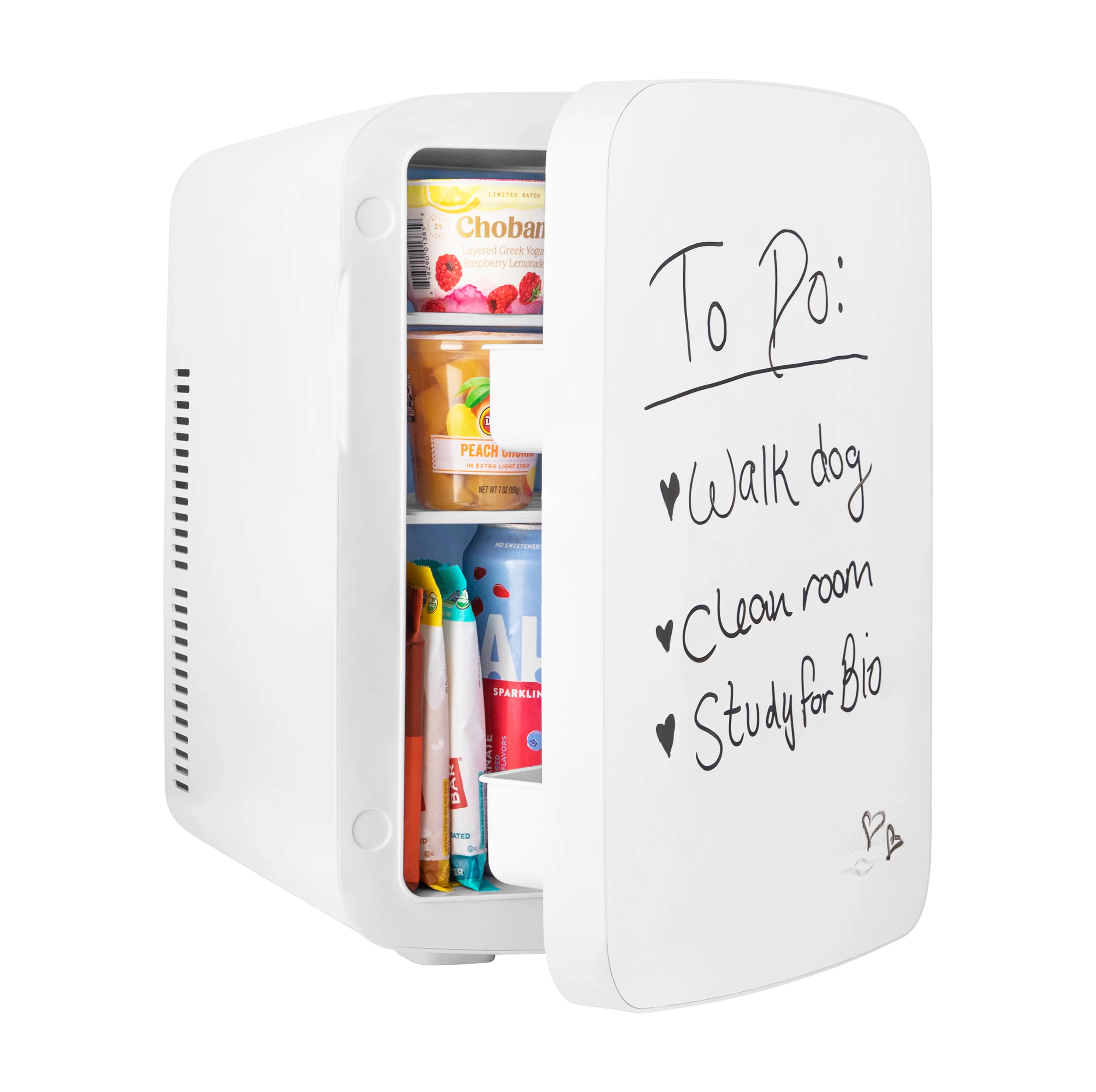 Cooluli Vibe White 15 Liter Compact Portable Cooler Warmer Dry Erase Whiteboard Mini Fridge for Bedroom, Office, Dorm, Car - Great for Skincare & Cosmetics (110-240V/12V)
