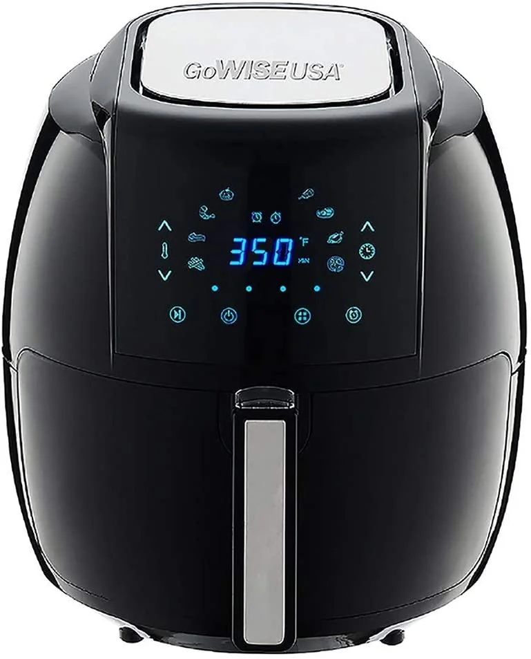 GWAC22003 5.8-Quart Air Fryer with Accessories, 6 Pcs, and 8 Cooking Presets + 50 Recipes (Black), Qt