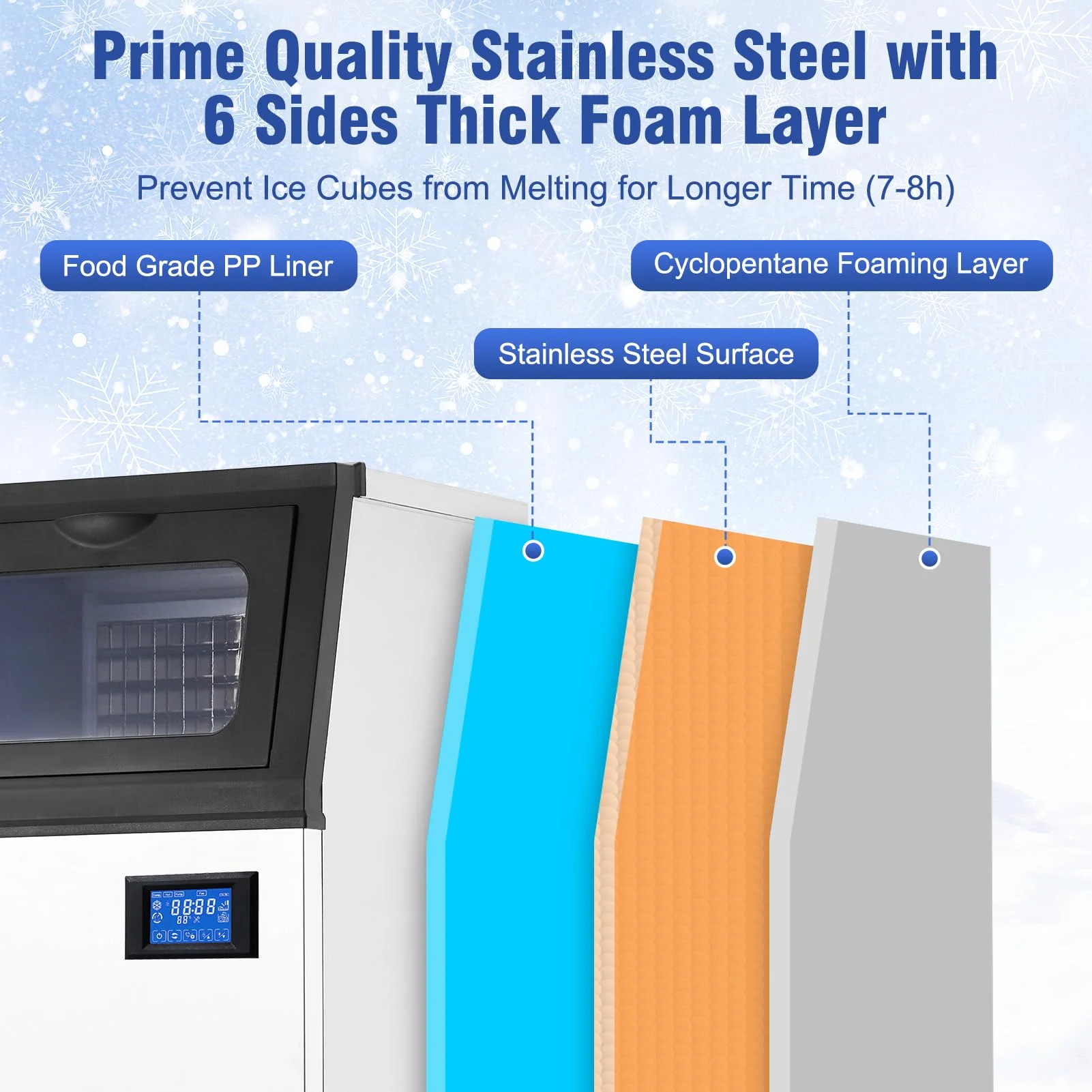 Homhougo��Towallmark 110V Commercial Ice Maker 84lbs/24h with 25 lbs Storage 4x10 Cubes Commercial Ice Machine 110V Automatic Ice Machine
