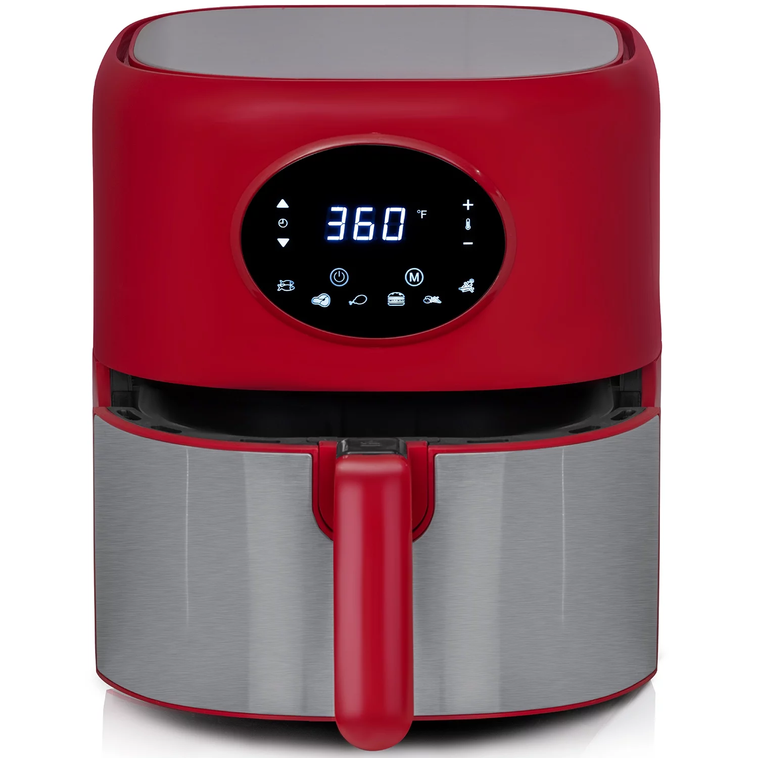Deco Chef 3.7QT Digital Air Fryer with 6 Cooking Presets, LED Touch Controls, Adjustable Temperature and Time, Detachable Dishwasher Safe Non-Stick Basket, Red