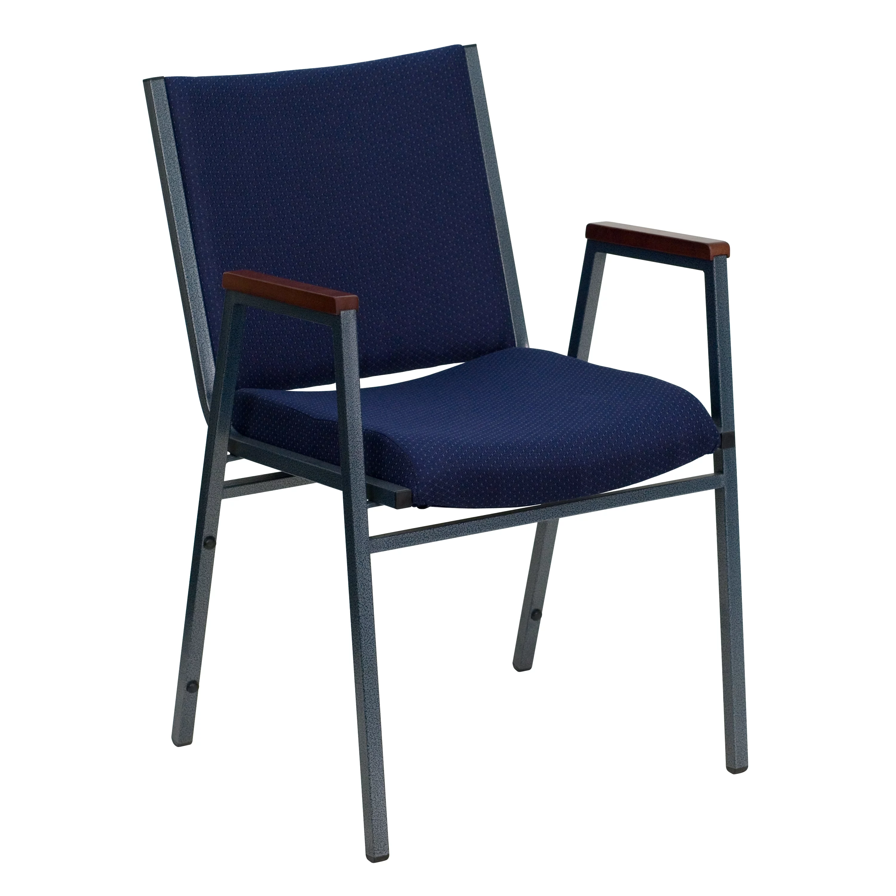 Emma + Oliver Heavy Duty Navy Blue Dot Fabric Stack Chair with Arms