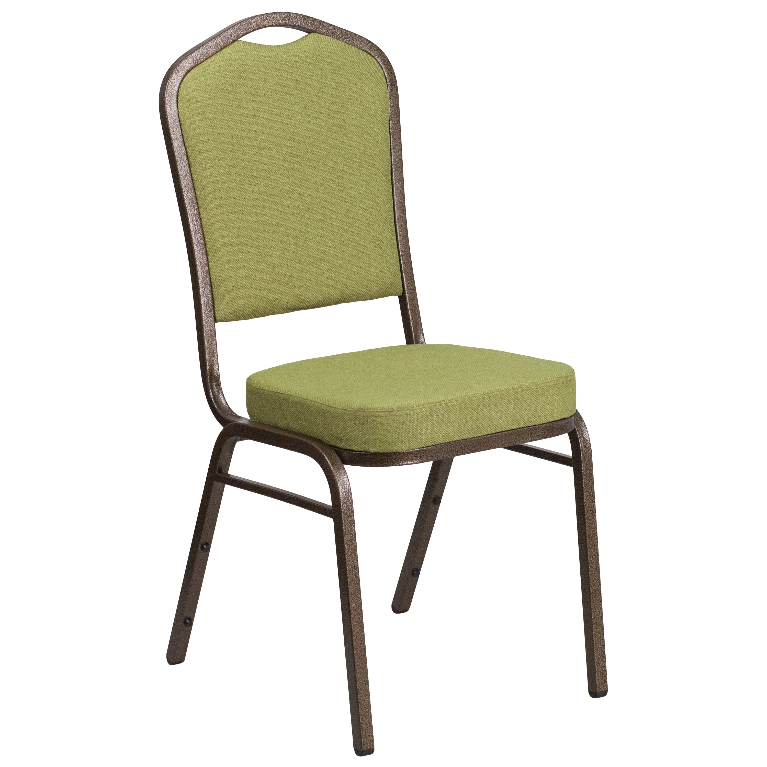 Flash Furniture HERCULES Series Crown Back Stacking Banquet Chair in Moss Fabric - Gold Vein Frame