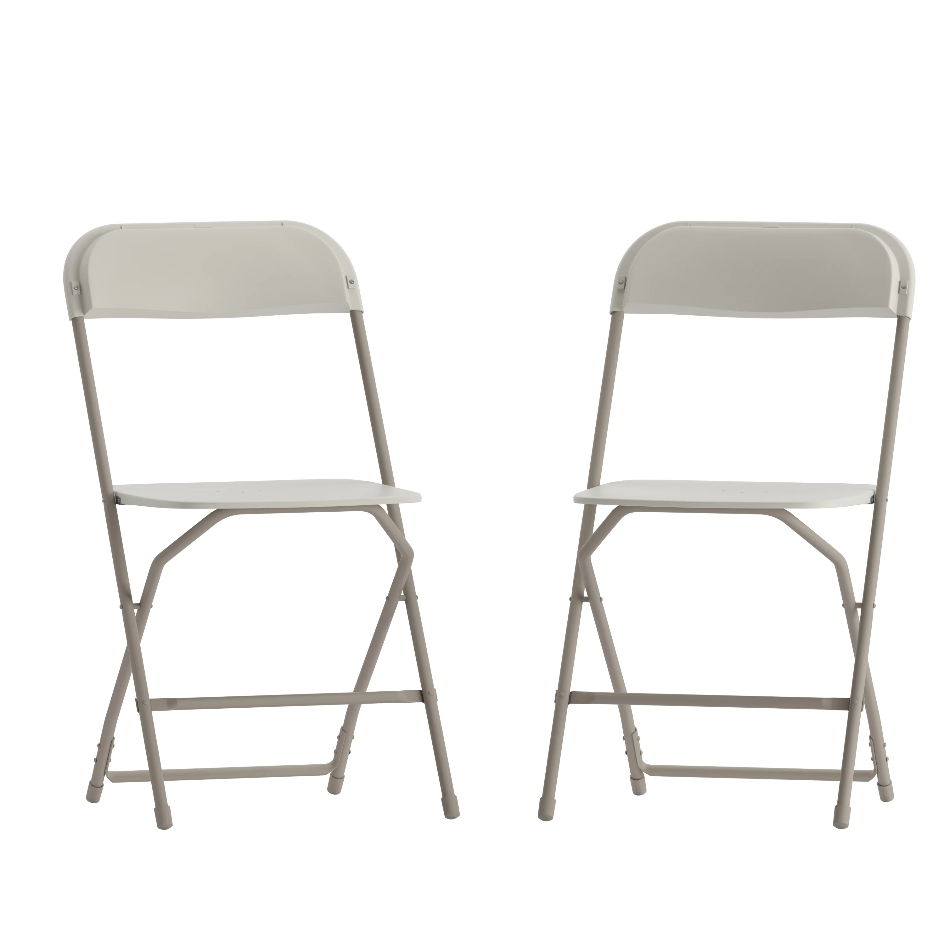 Emma + Oliver Set of 2 Plastic Folding Chairs - 650 LB Weight Capacity Lightweight Stackable Folding Chair in Beige