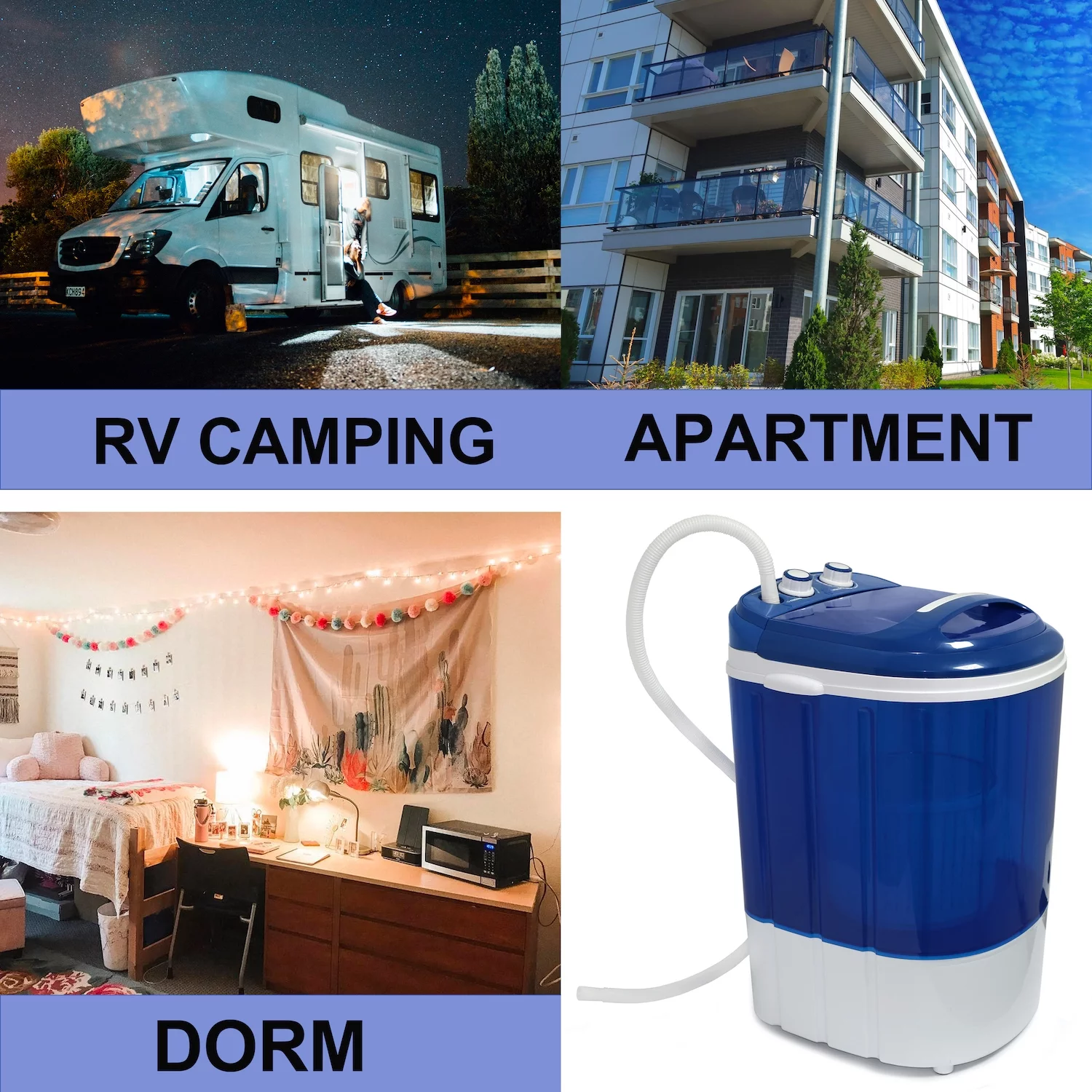 3Kg Capacity Mini Portable Washing Machine Laundry w/ Spinner Timer Control For Apartment Traveling RV