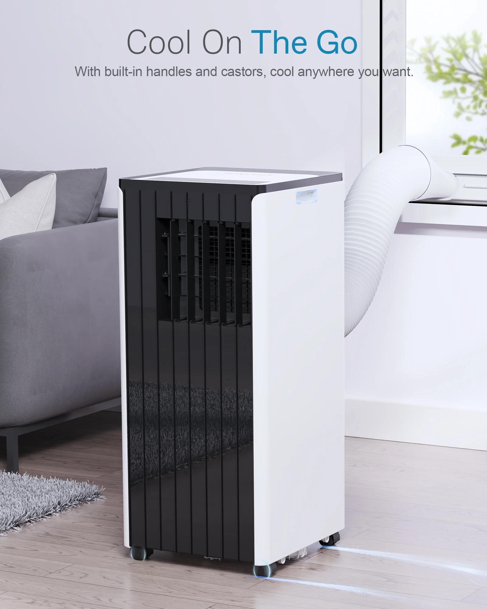 FIOGOHUMI 10000BTU Portable Air Conditioner - Portable AC Unit with Built-in Dehumidifier Fan Mode for Room up to 350 sq.ft. - Room Air Conditioner with 24Hour Timer & Remote Control Window Mount Kit