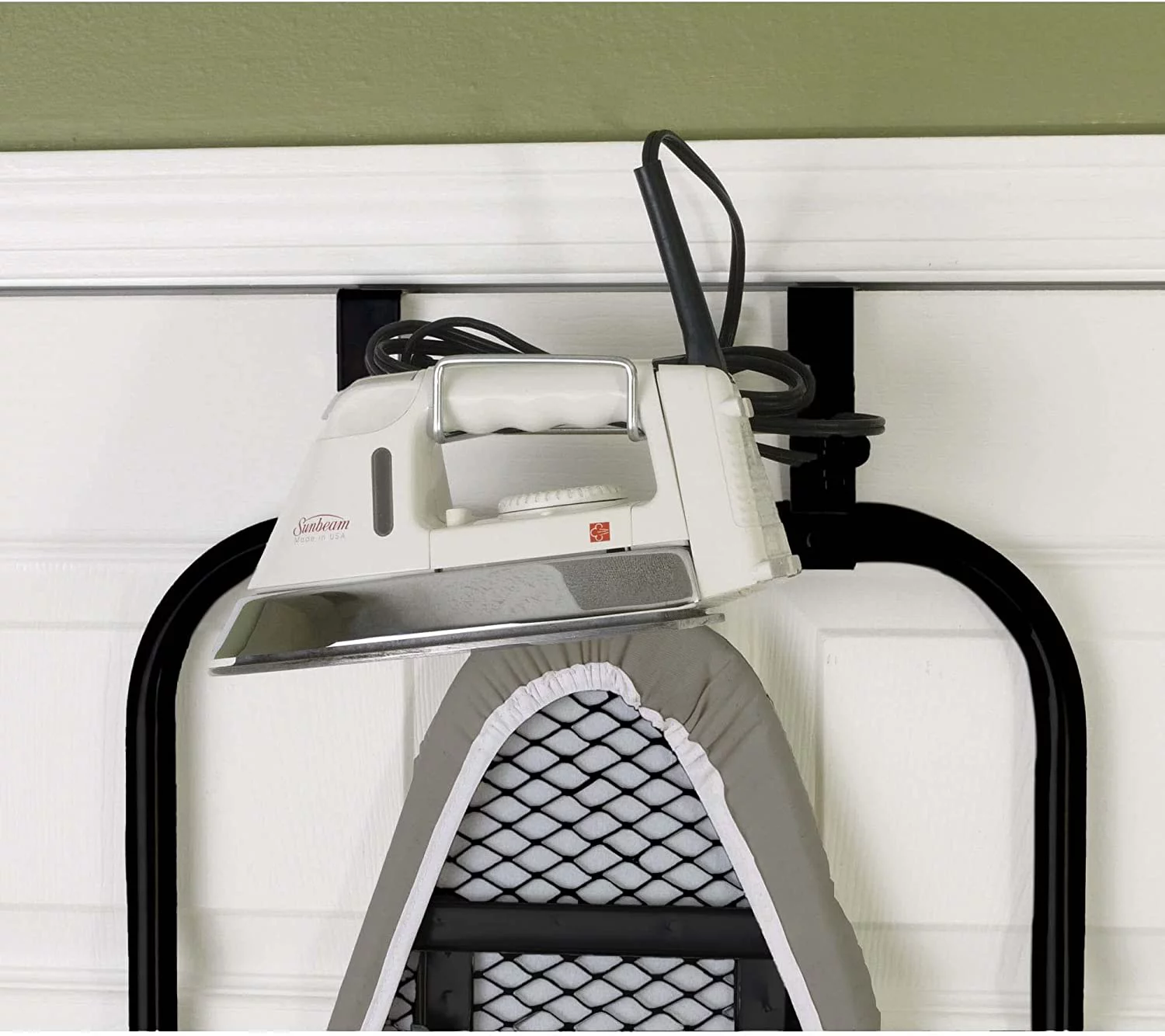 Household Essentials Over the Door Ironing Board, Self-Closing, Slim and Compact, Perfect for Small Spaces, Includes Padded Board Cover, Matte Black