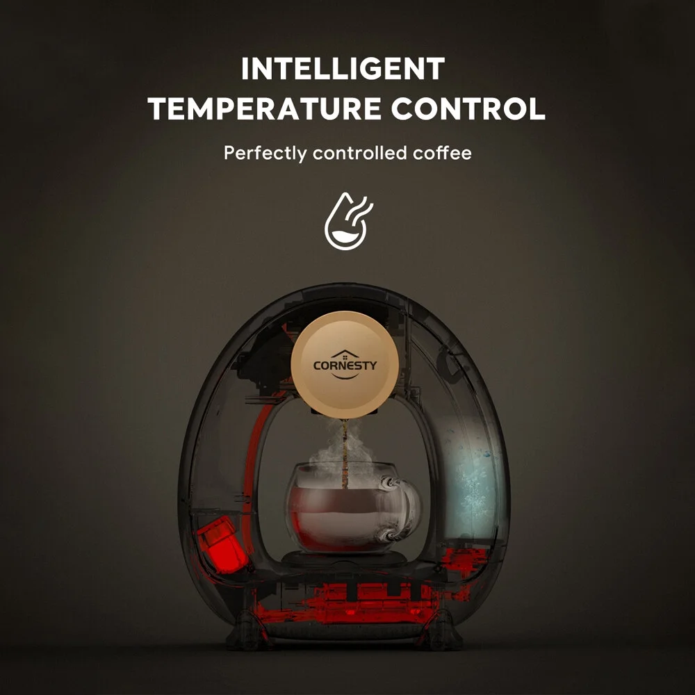 Cornesty Semi-automatic Coffee Maker for Home 240ml 85 Degrees Constant Temperature 1400W Silent