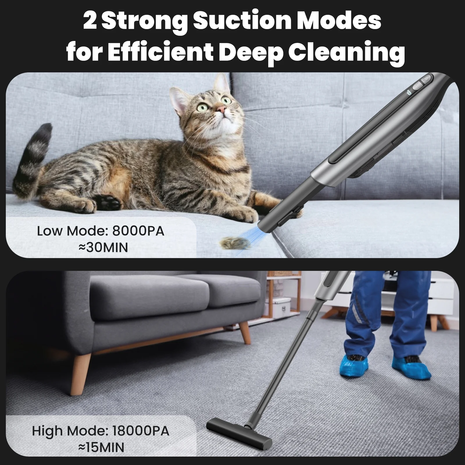 AUOSHI Handheld Vacuum Cleaner Cordless 18000PA 7500mAh Portable Rechargeable Car Vacuum with 2 Suction Modes High Power Mini Vacuum Cleaner for Car,Home,Kitchen,Office