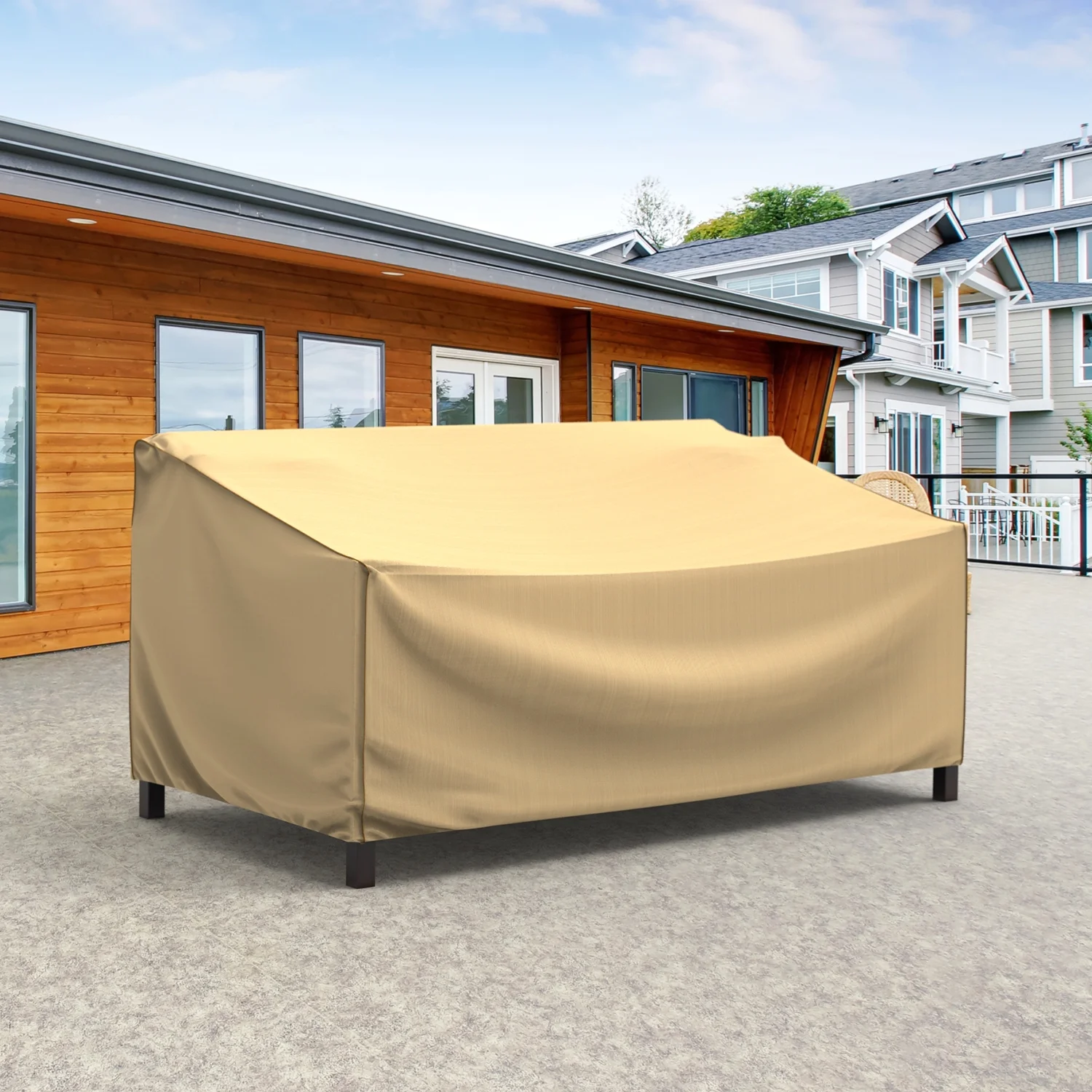 Budge 79'Wx37'L Tan Patio Sofa Cover, StormBlock? Savanna