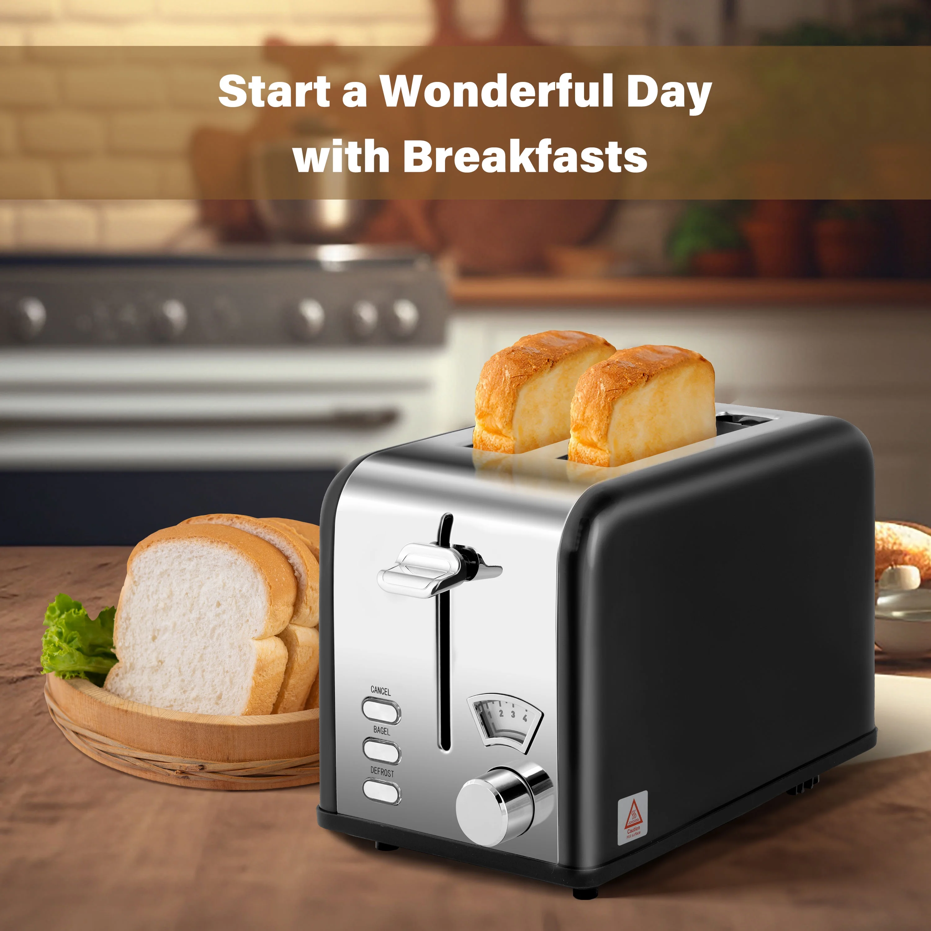 2-Slice Toaster with 1.5 inch Wide Slot, 5 Browning Setting and 3 Function, Bagel, Defrost & Cancel, Retro Stainless-Steel Style, Toast Bread Machine with Removable Crumb Tray, Silver