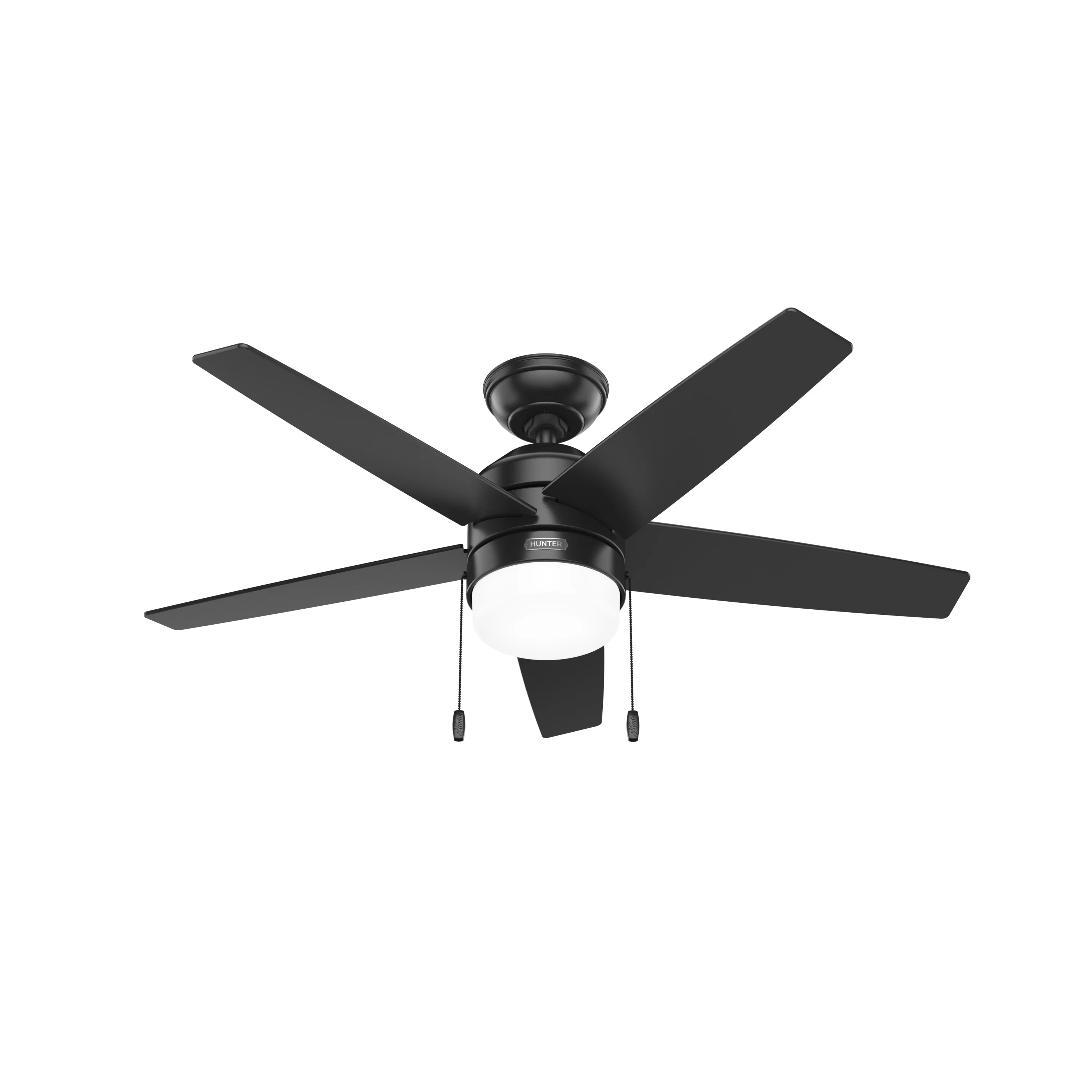 HUNTER - 52492 - Hunter 44 inch Bardot Matte Black Ceiling Fan with LED Light Kit and Pull Chain