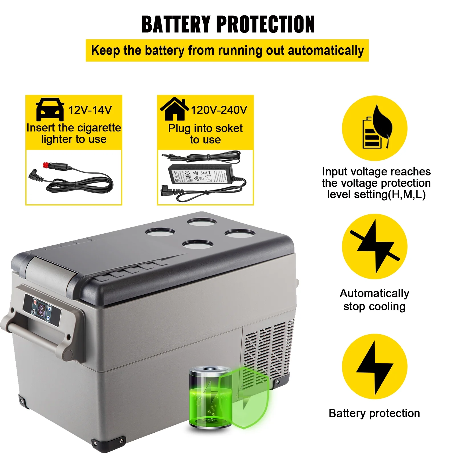 BENTISM 37Qt Compressor Portable Small Refrigerator Cooler Freezer Home And Car Vehicular Fridge