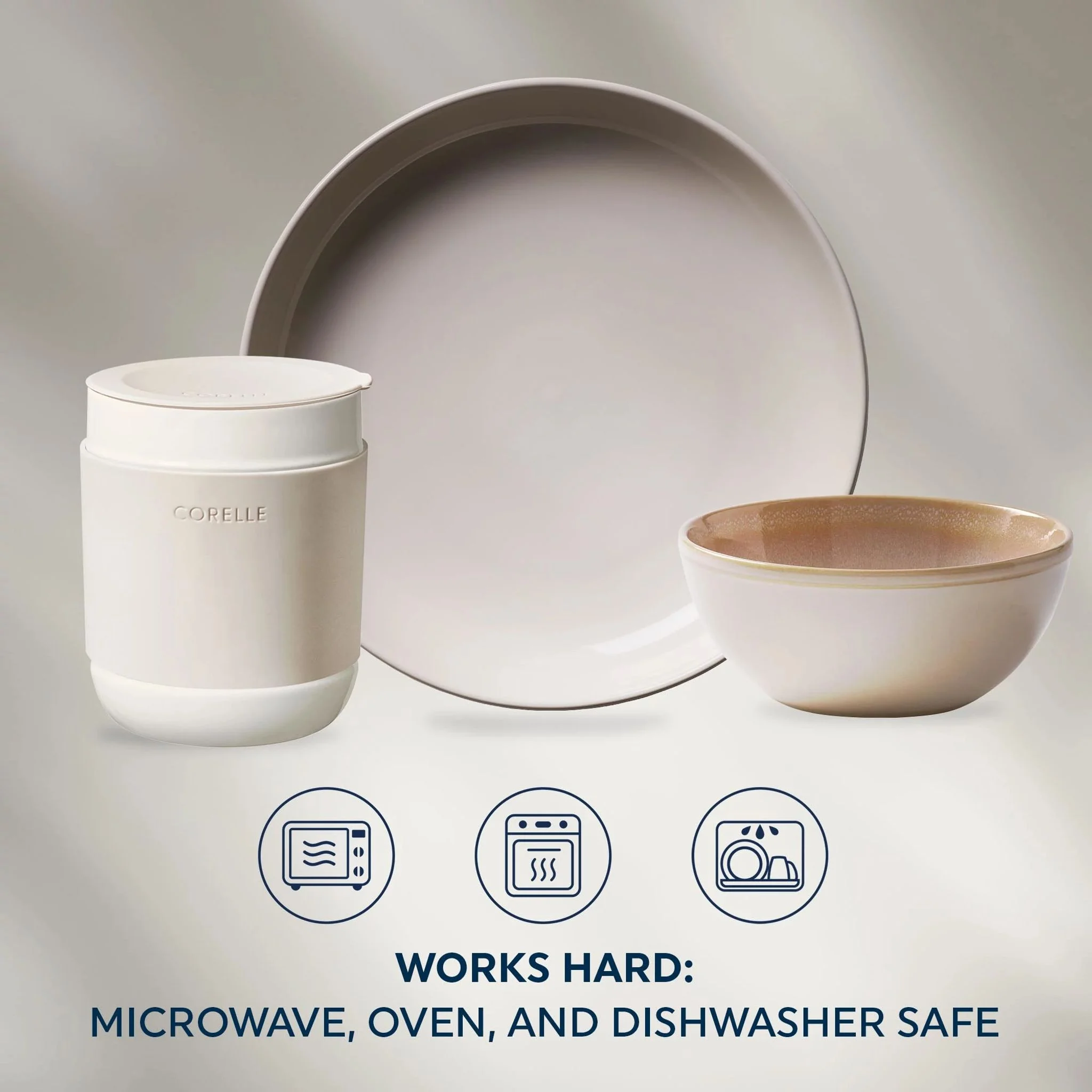 Corelle Stoneware 16-piece Dinnerware Set, Service for 4, Oatmeal