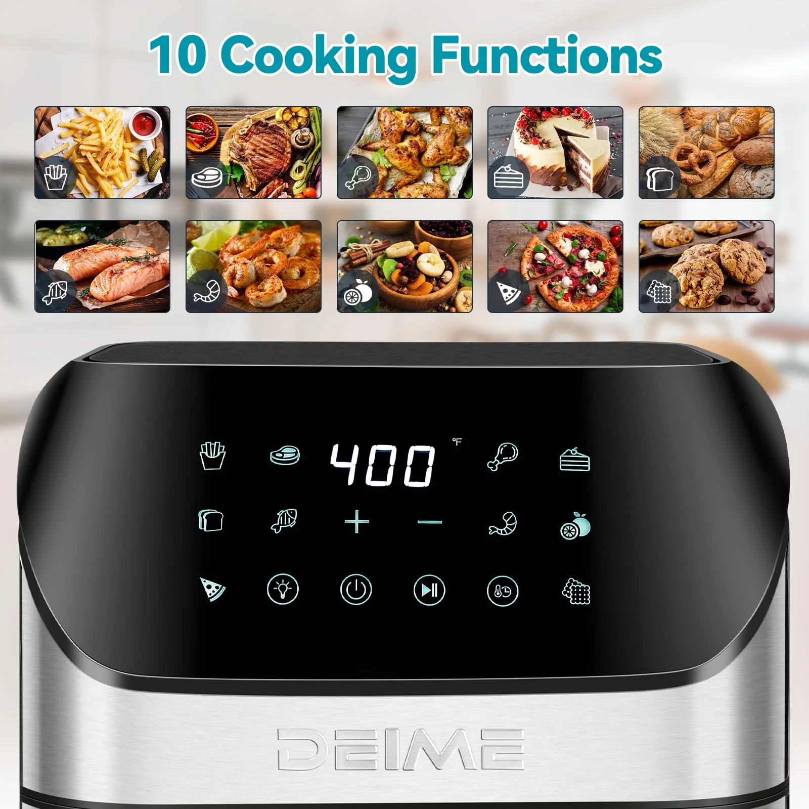 JSTUOKE Air Fryer 6.2 QT Oilless 1500W Large Capacity Oven Air Fryers Healthy Cooker with 10 Preset, Visual Cooking Window, Non-Stick Basket, Included Recipe