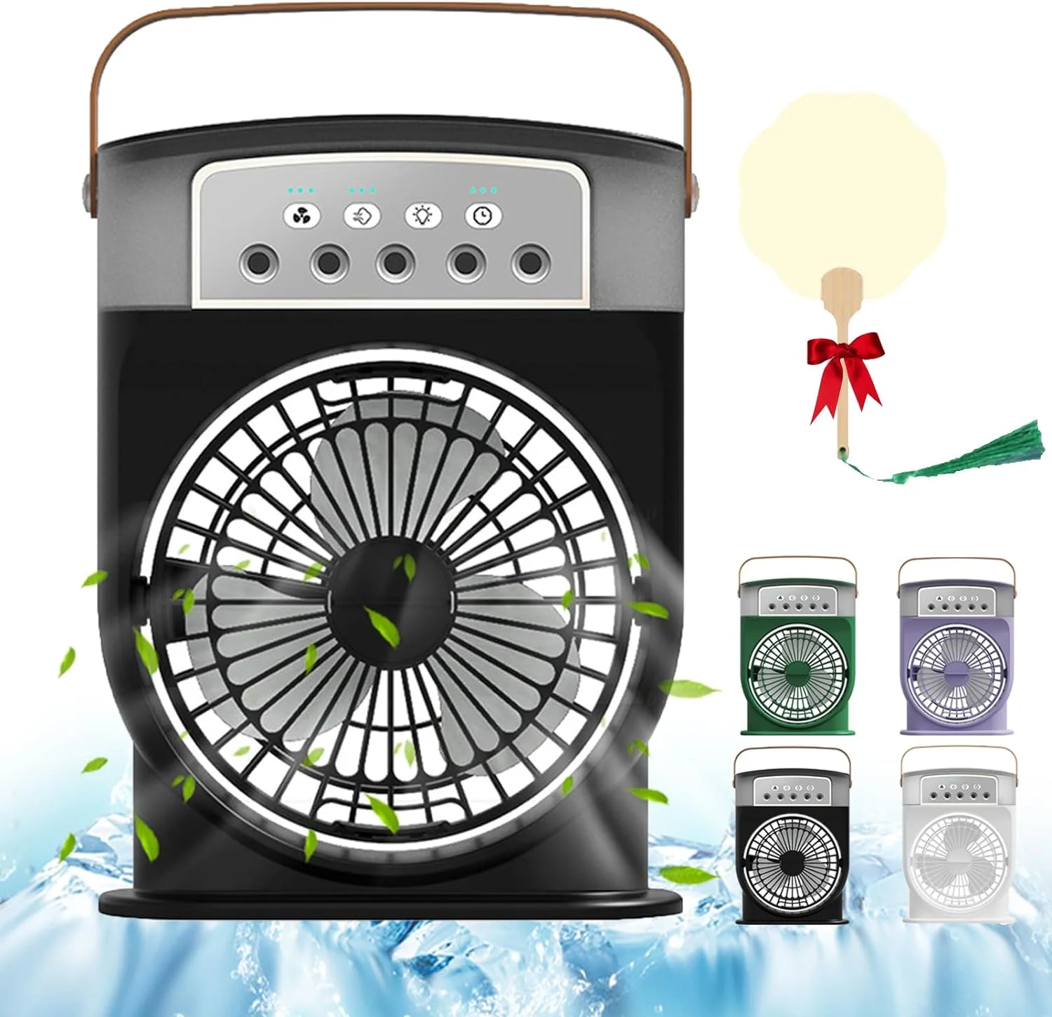 Aqua Freeze Portable Air Cooler Fan, 2024 New Aqua Freeze Portable Air Conditioner, 4-In-1 Mini Evaporative Air Cooler, 3 Wind Speed AC, 7 Led Light Evaporative Air Cooler for Room, Office (Green)