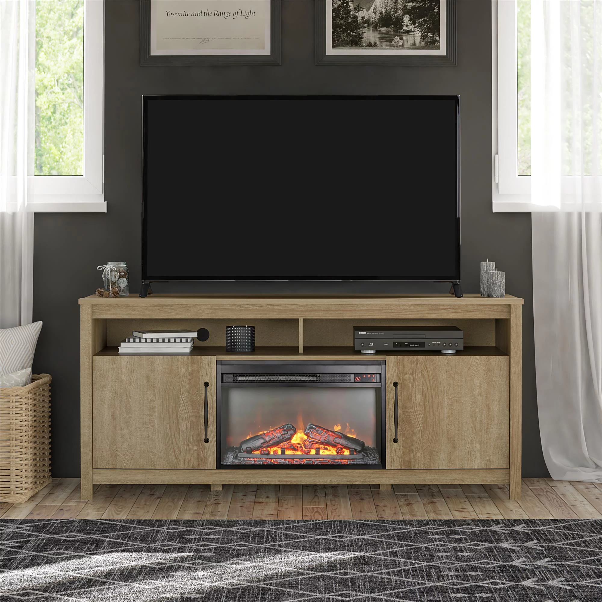 Ameriwood Home Auckley Electric Fireplace and TV Console for TVs up to 65