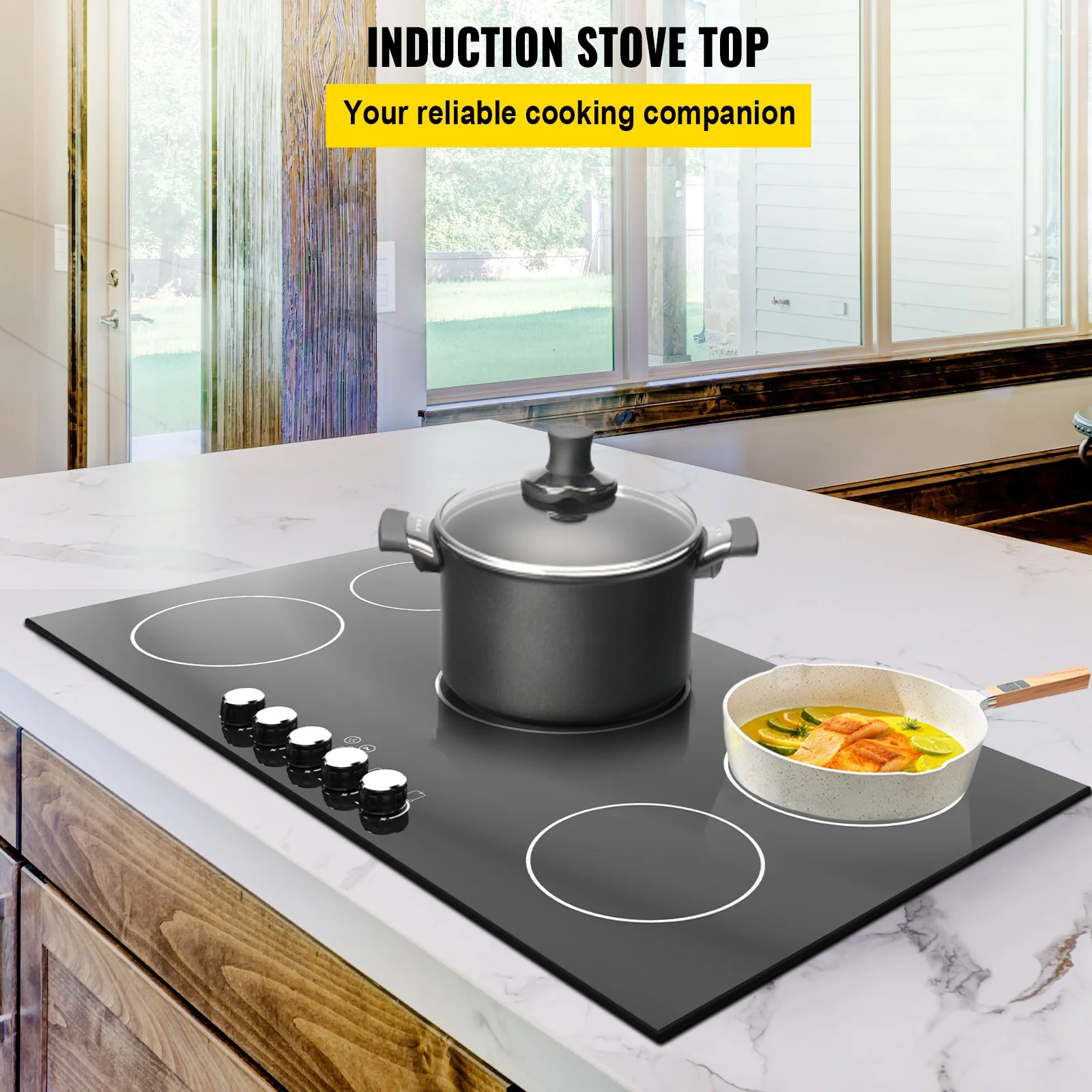 BENTISM Electric Induction Cooktop Built-in Stove Top 35in 5 Burners 220V