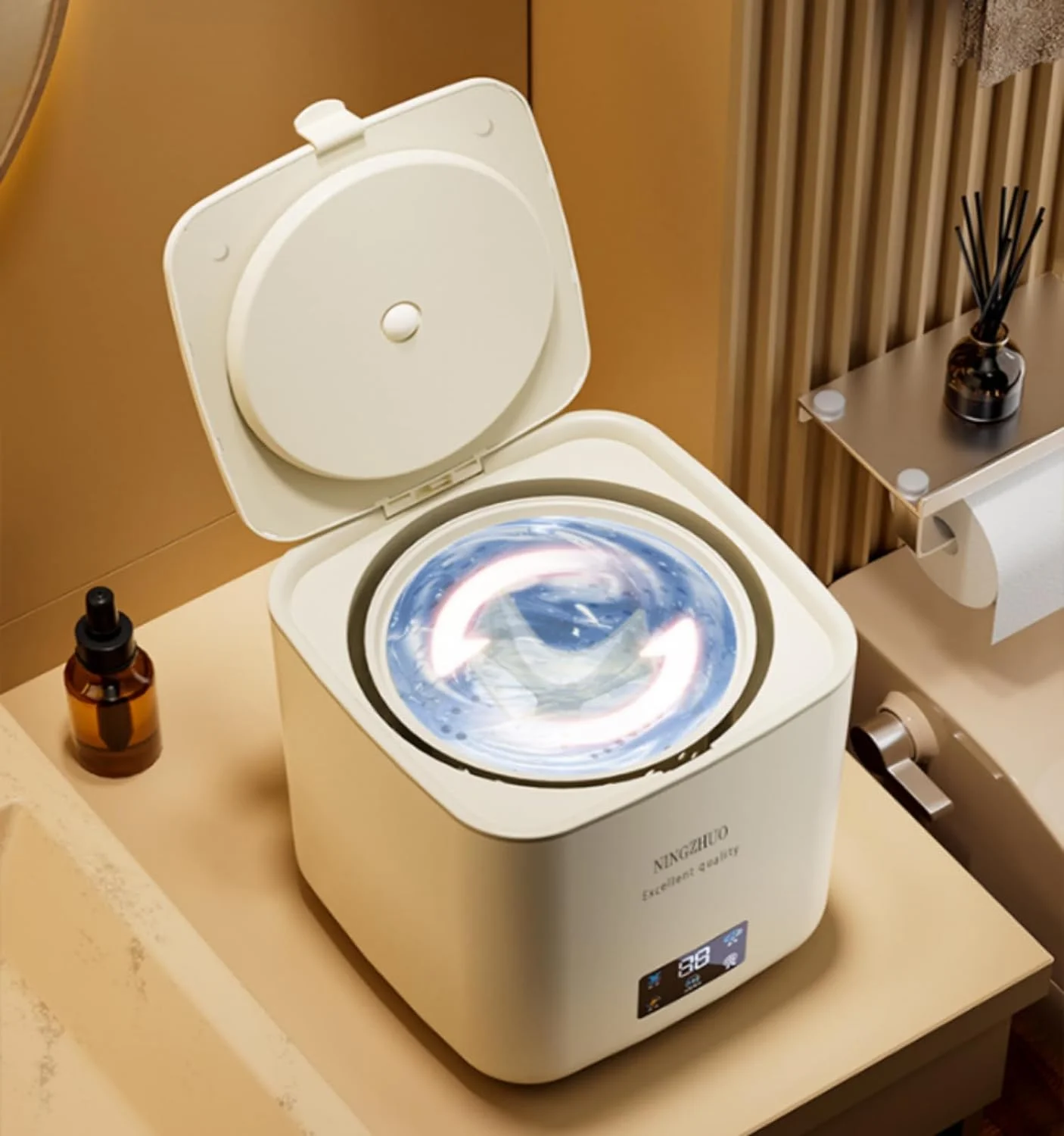 JIAN YA NA Upgrade Fully Automatic Portable Washing Machine, 7L Mini Washer Dryer Combo for Baby Clothes, Underwear or Small Items, Compact Mini Washer with 4 Wash Programs for Camping, RV, Travel