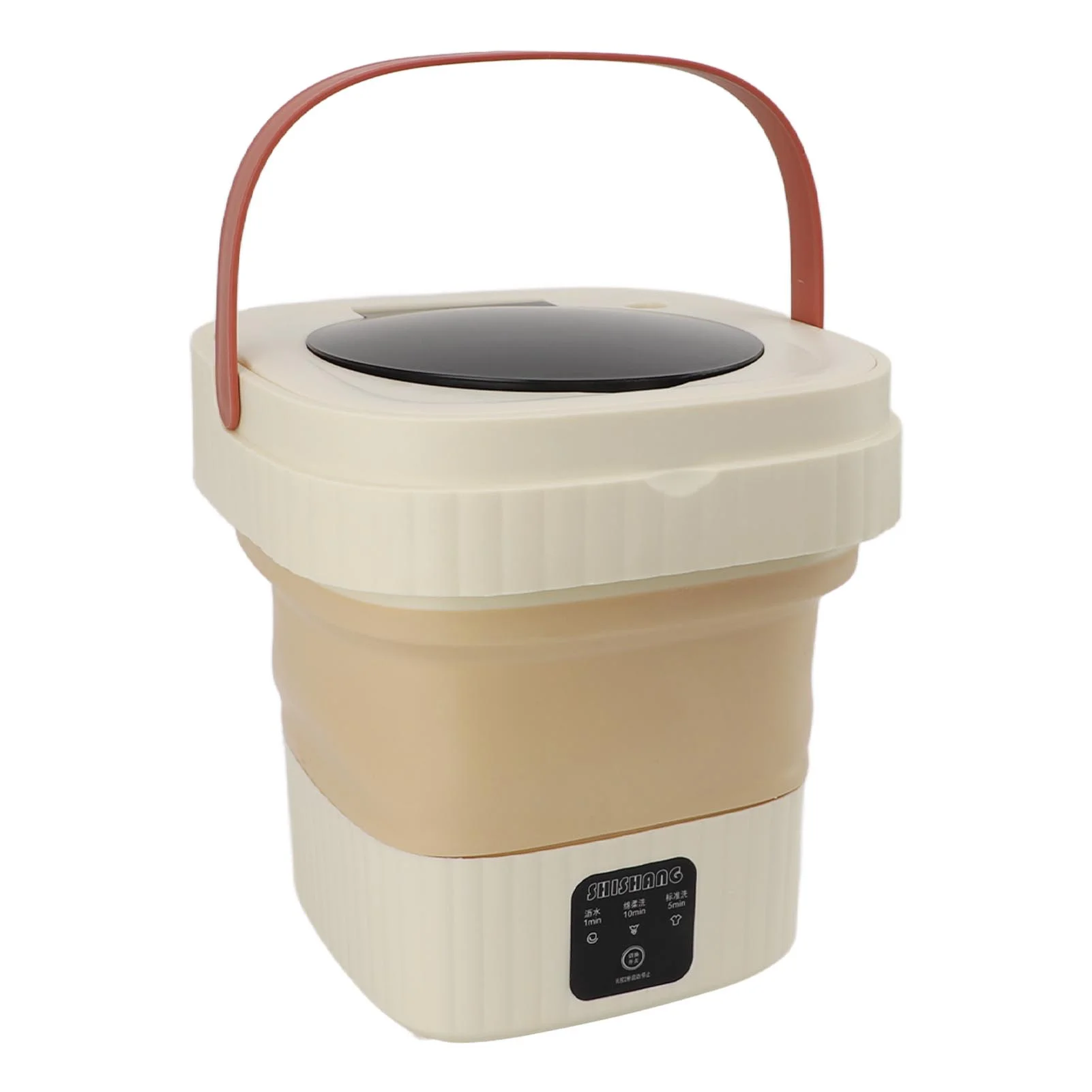 Folding Washing Machine 10.5L Full Automatic Portable Plug in Mini Underwear Washer with Soft Spin Drying and Drain Pipe for Home Dormitory US Plug 100?240V Beige
