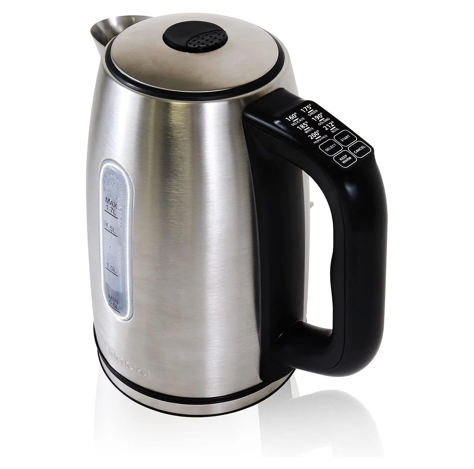 1.7L Cordless Electric Kettle w/ 6 Temperature Pre-Sets, Stainless Steel Teakettle w/LED light, Auto Shut-Off, Keep Warm, Boil-Dry Protection, Silver