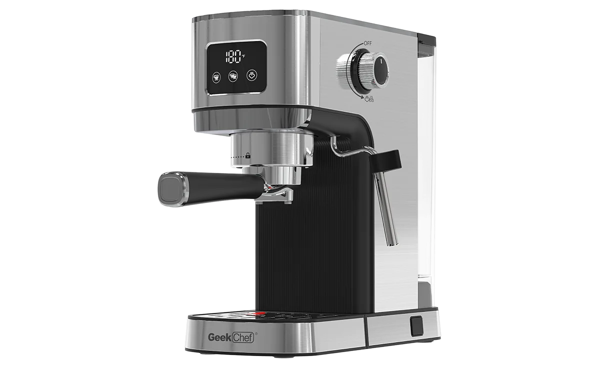 Espresso Machine Cappuccino & Latte Machine Temperature & Time Control with ESE POD Filter & Milk Frother Steam Wand Compact Coffee Machine for Home