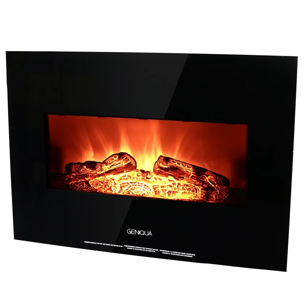 Geniqua 26' Wall Mount 1400W Electric Fireplace Heater Adjust Log LED Flame Home