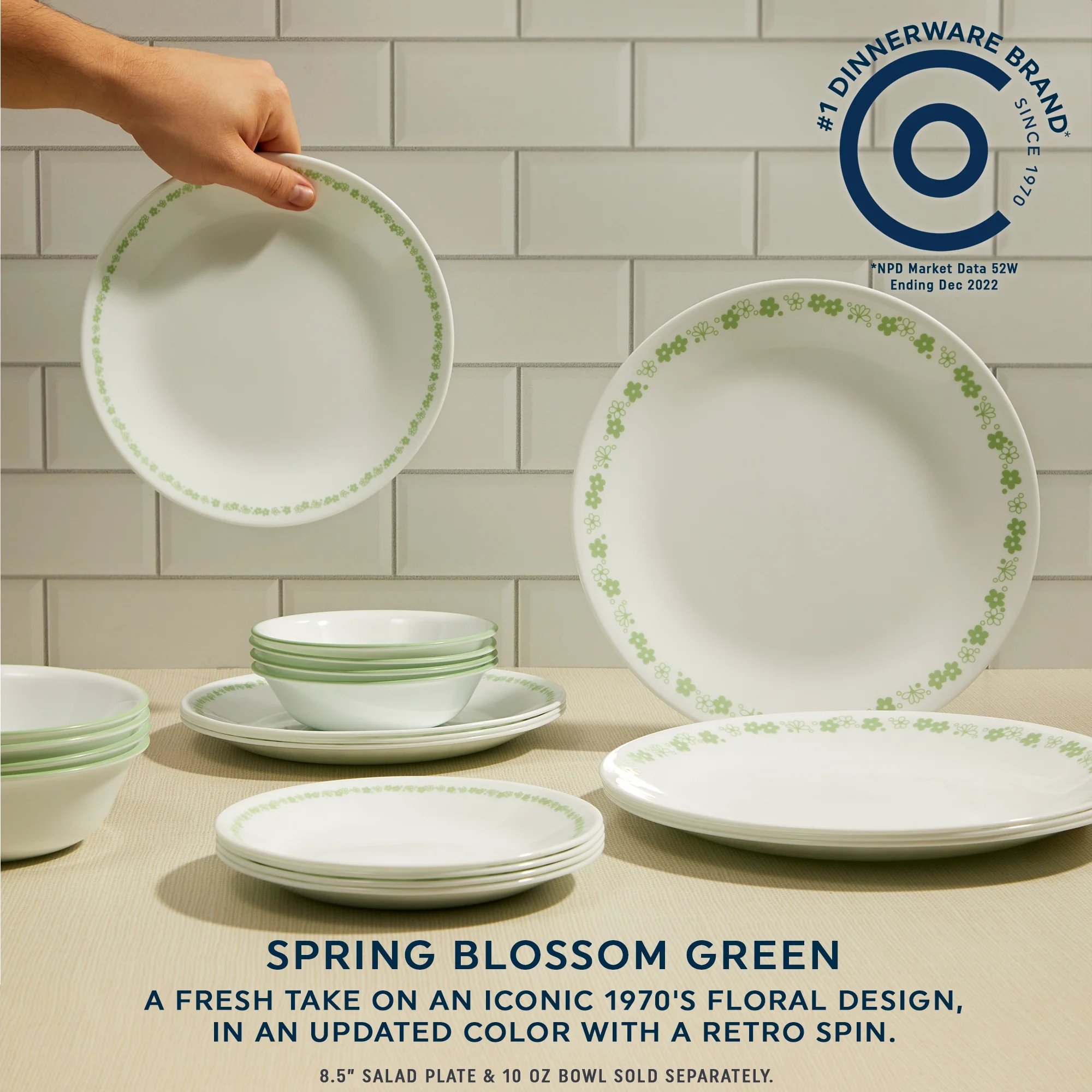 Corelle Spring Blossom 18-Piece Dinnerware Set, Service for 6