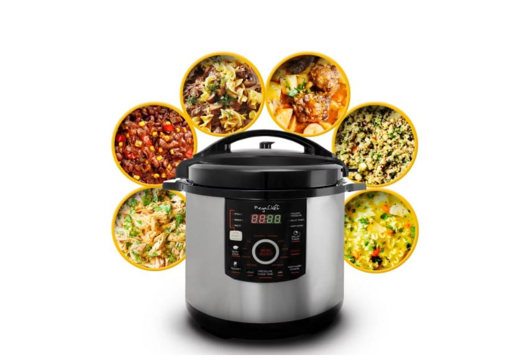 12 Qt. Black and Silver Electric Pressure Cooker with Automatic Shut-Off and Keep Warm Setting