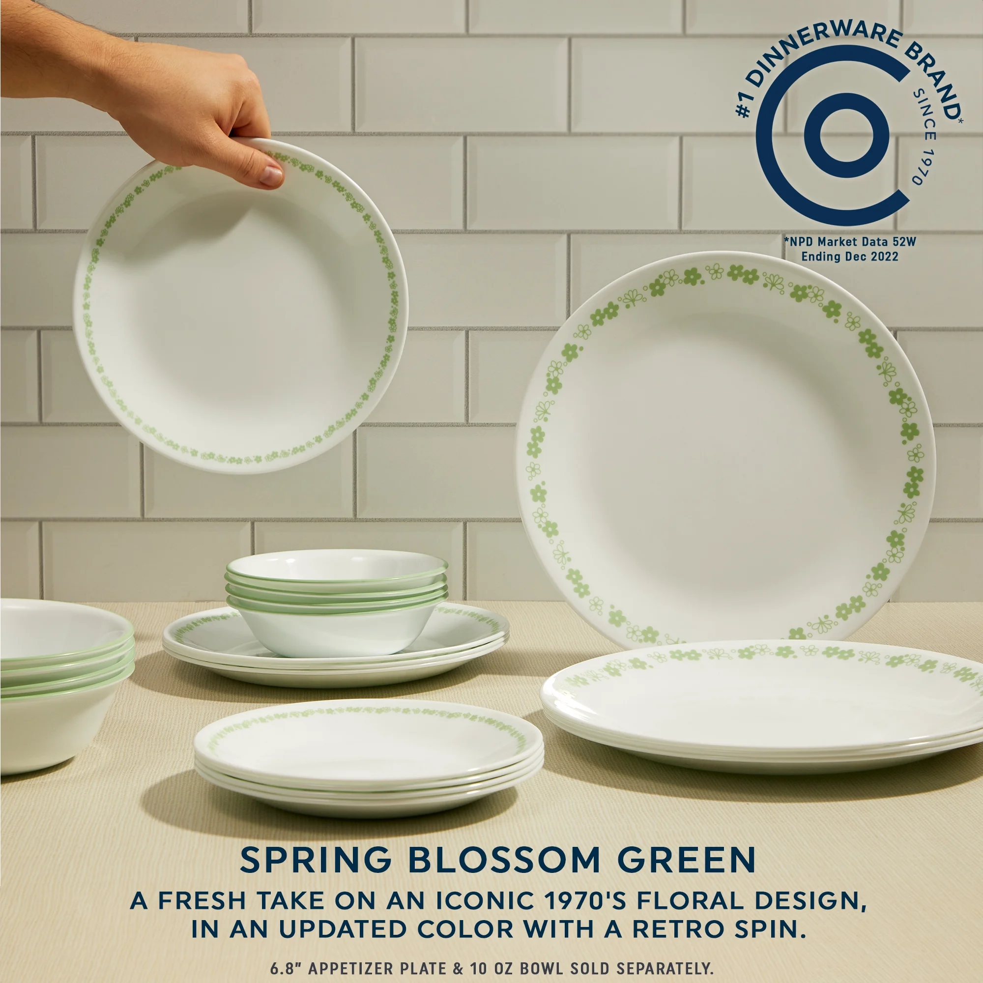 Corelle Spring Blossom 12-Piece Dinnerware Set, Service for 4