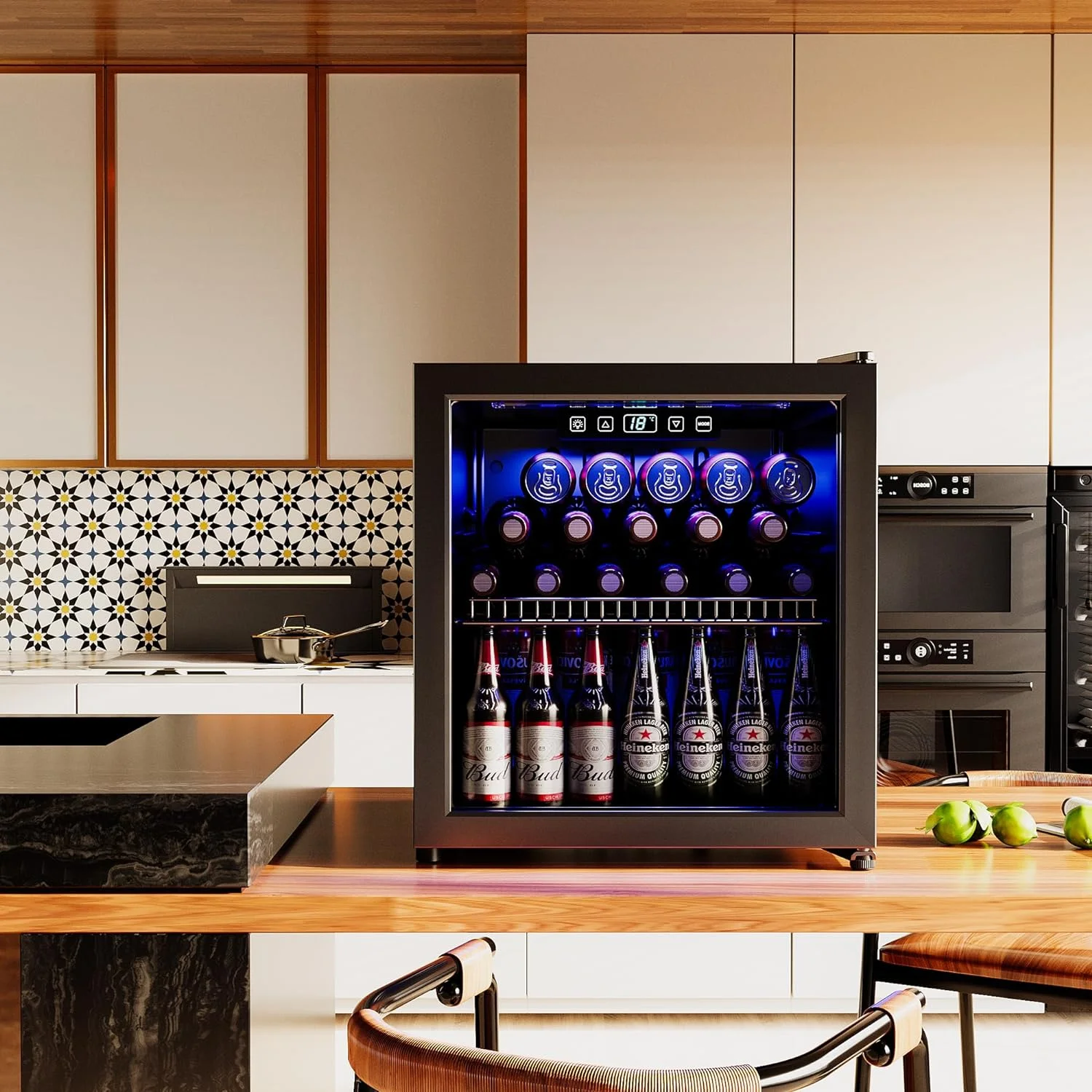 Beverage Refrigerator Cooler-70 Cans Mini Fridge Freestanding Cooler with Glass Door, Adjustable Shelves & Digital Temperature Display for Soda, Wine or Beer (Black, 1.77 Cu.Ft)