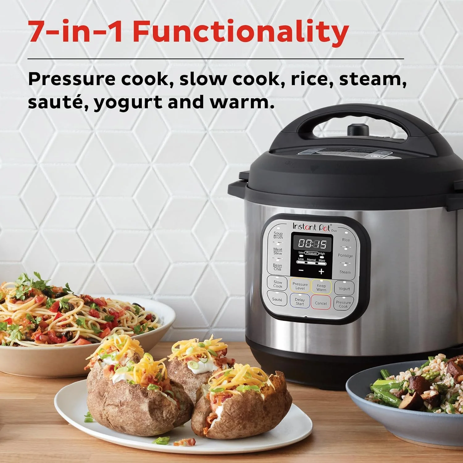 Instant Pot Duo 7-in-1 Electric Pressure Cooker, Slow Cooker, Rice Cooker, Steamer, Saut��, Yogurt Maker, Warmer & Sterilizer, Includes Free App with over 1900 Recipes, Stainless Steel, 3 Quart