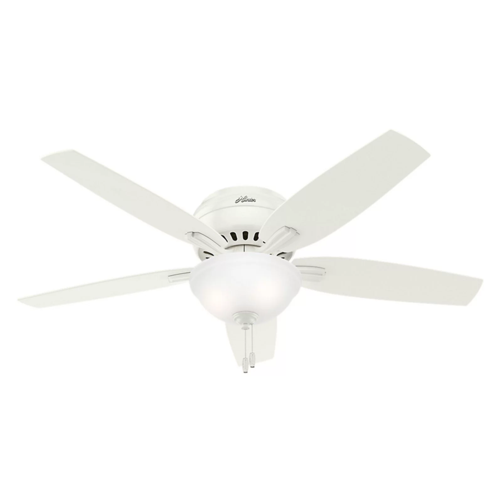 Hunter Newsome 52' Low Profile Ceiling Fan with LED Light and Pull Chain, White