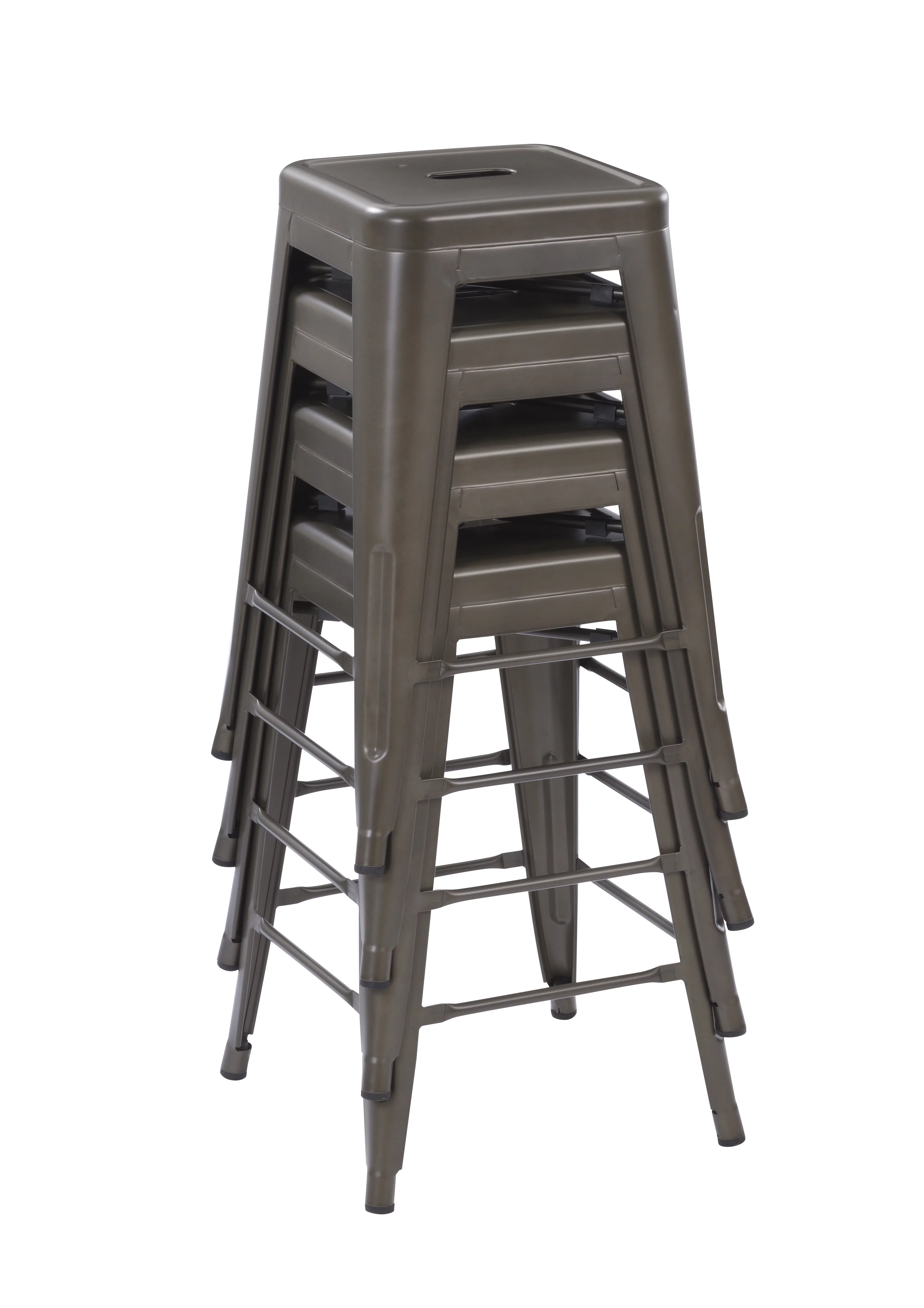 Howard 24inch Metal Stackable Stool, Set of 4, Gunmetal Colors for Indoor and Bar