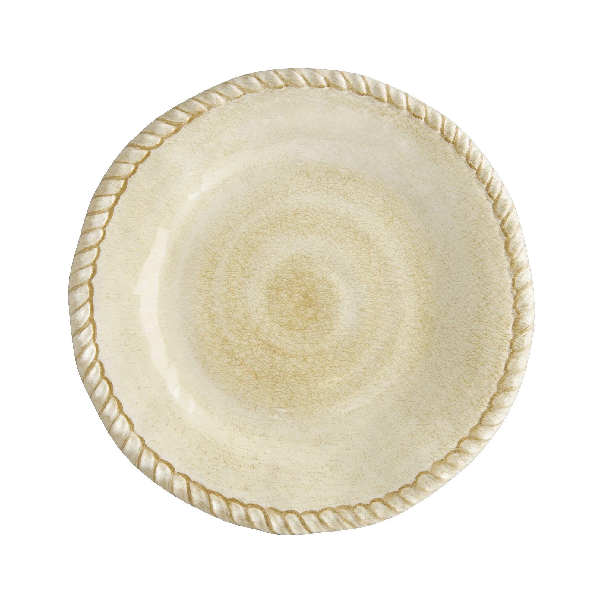 Gourmet Art 16-Piece Rope Melamine Dinnerware Set, Sand, Includes Dinner Plates, Salad Plates, Dessert Plates, Bowls, Service for 4.