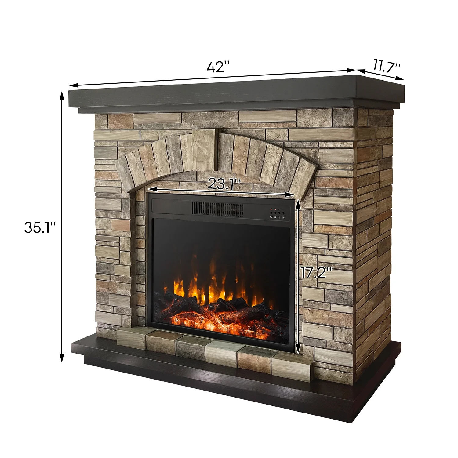 42' Cloud Mountain Faux Stone Mantel Infrared Electric Fireplace with Timer&Remote Control