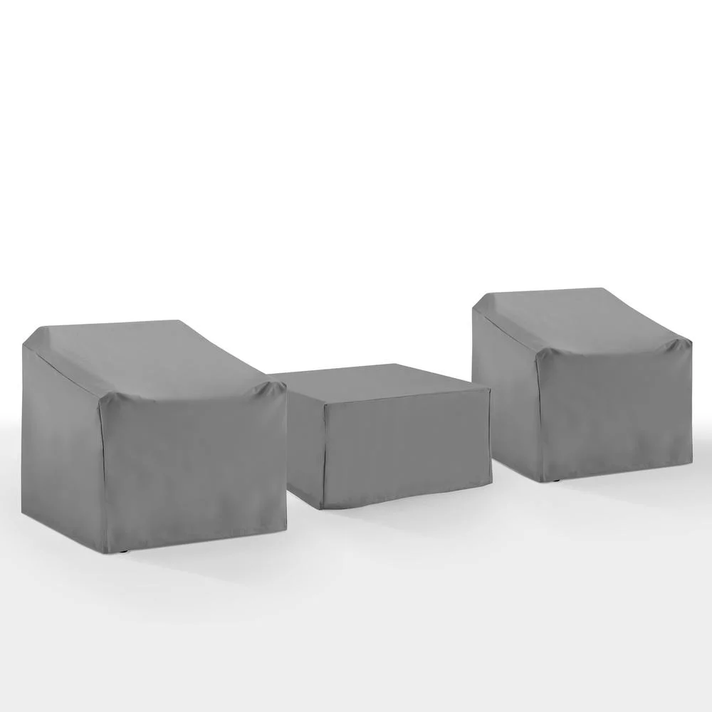 Crosley Furniture Covers 3-Pc Traditional Vinyl Outdoor Sofa Cover Set in Gray