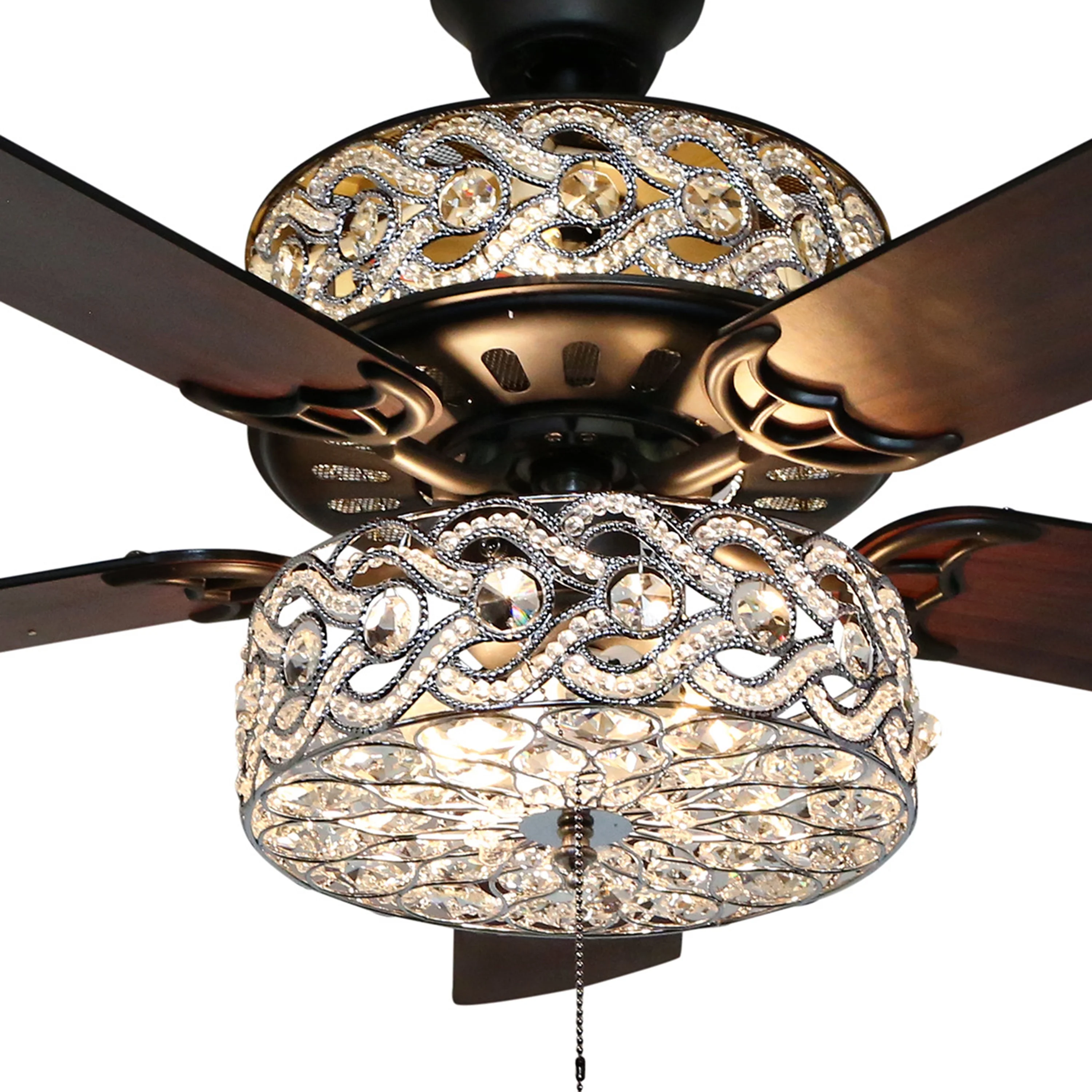 Gracie Grand 52 in. Oil Rubbed Bronze Double-Lit Ceiling Fan with Light and Remote