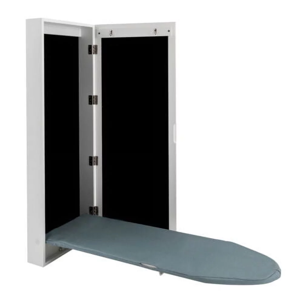 Ironing Board Wall Mount Cabinet, Built in Ironing Board with Storage Mirror