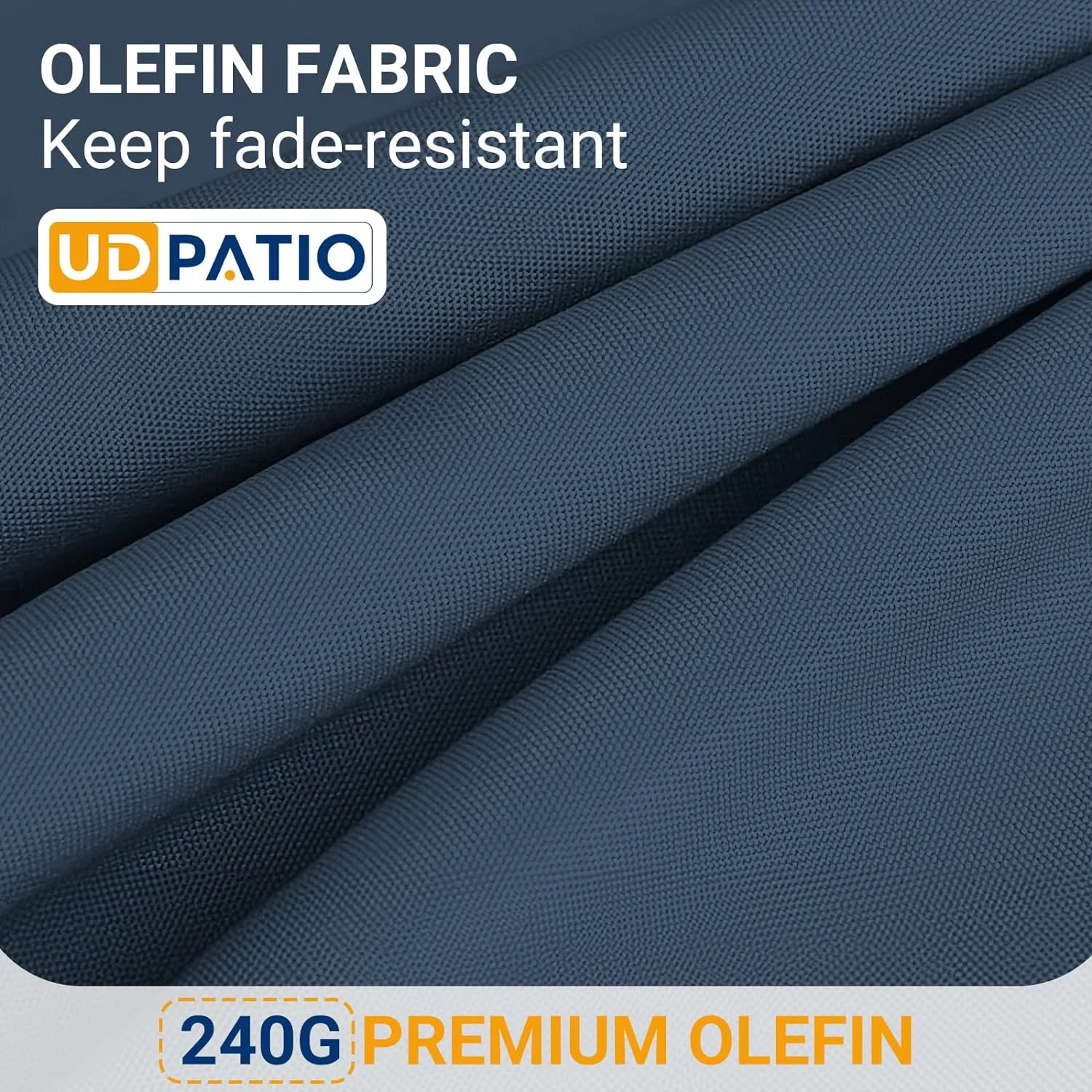 ELPOSUN Patio Furniture Metal Couch, 3-Seat All-Weather Modern Aluminum Outdoor Sofa Chair w/ 5 Inch Cushions, Dark Grey and Blue (Include Waterproof Sofa Covers)