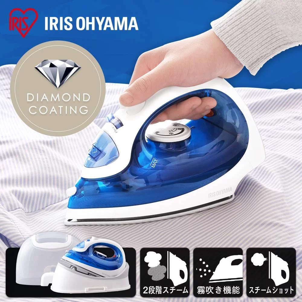 Iris Oyama Steam iron cordless Start up at a minimum speed of 30 seconds Diamond + ceramic coat lightweight With case lightweight blue SIR-04CLCD-A
