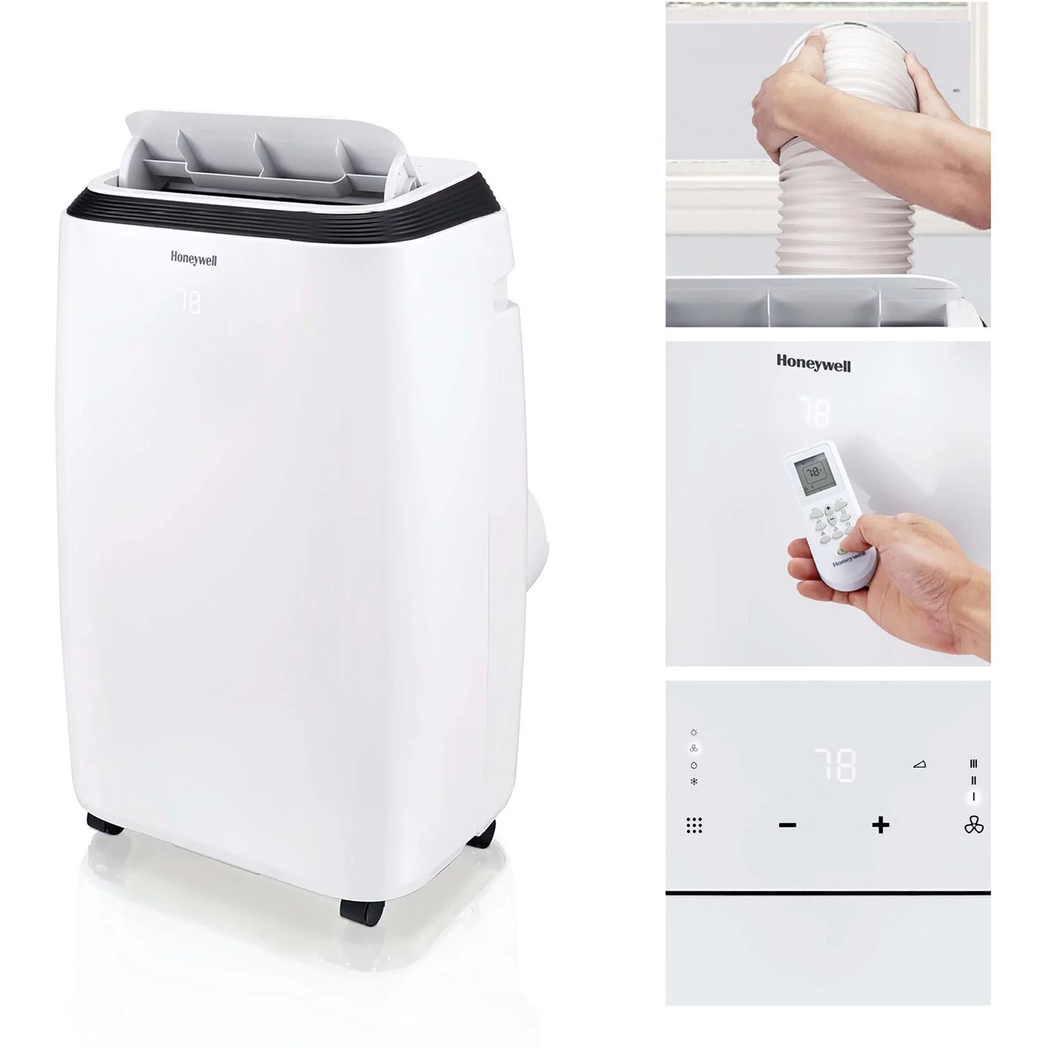 Honeywell 11,000 BTU Portable Air Conditioner, Fan, and Dehumidifier, Cools Rooms Up to 500 Square Feet, Includes Full Window Installation Kit and Drain Tube, HM20CESAWK8