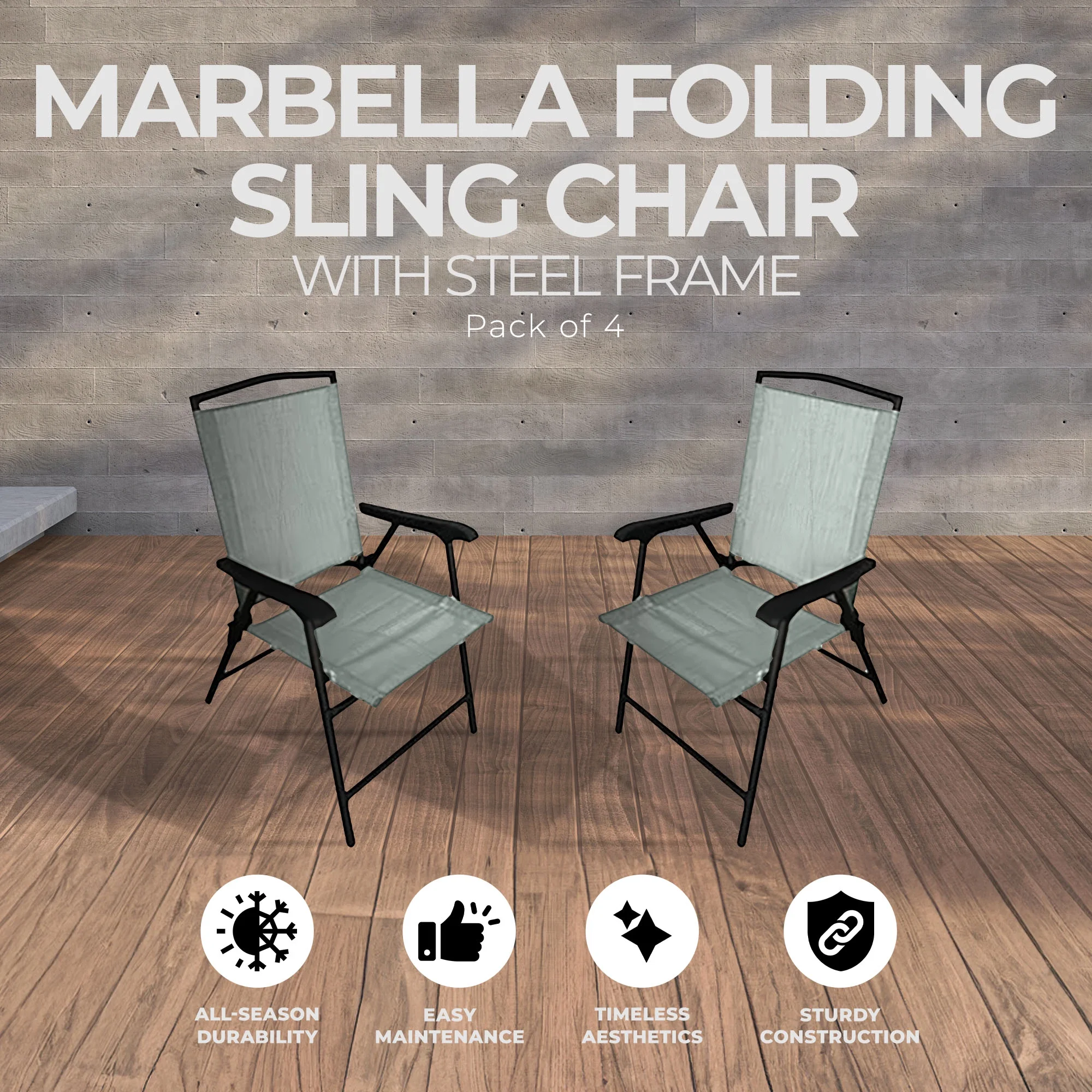 Four Seasons Courtyard Sunny Isles Outdoor Folding Chair, Green (4 Pack)