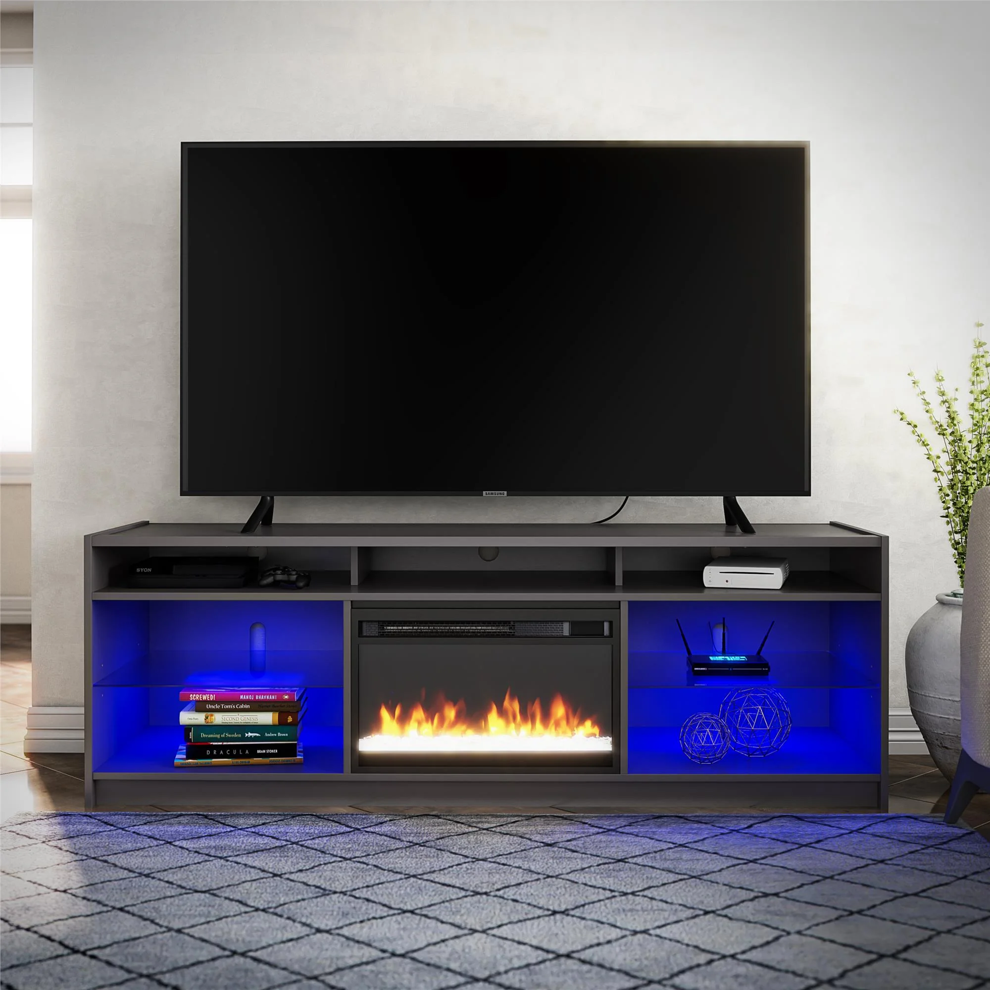 Ameriwood Home Lumaria Electric Fireplace TV Stand for TVs up to 65
