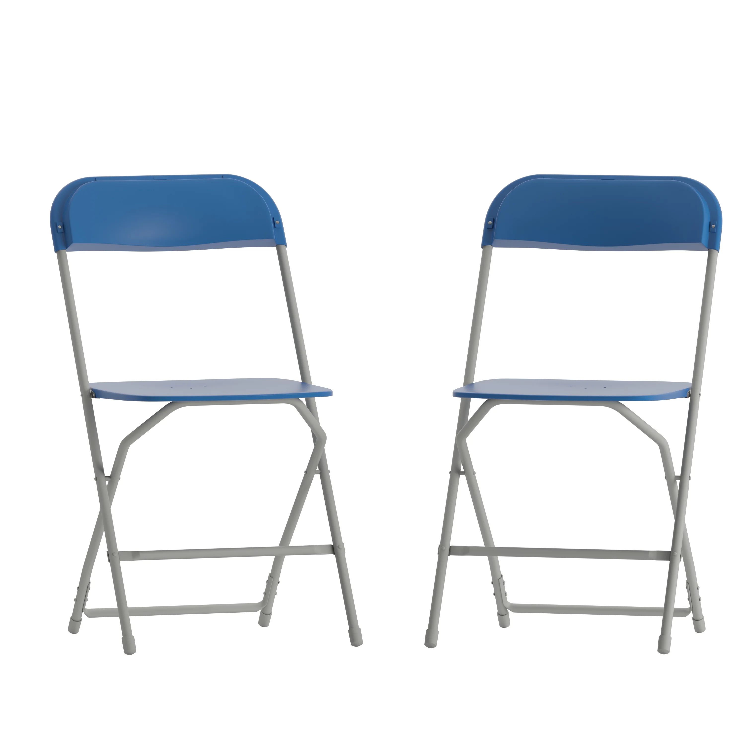 Emma + Oliver Set of 2 Plastic Folding Chairs - 650 LB Weight Capacity Lightweight Stackable Folding Chair in Blue