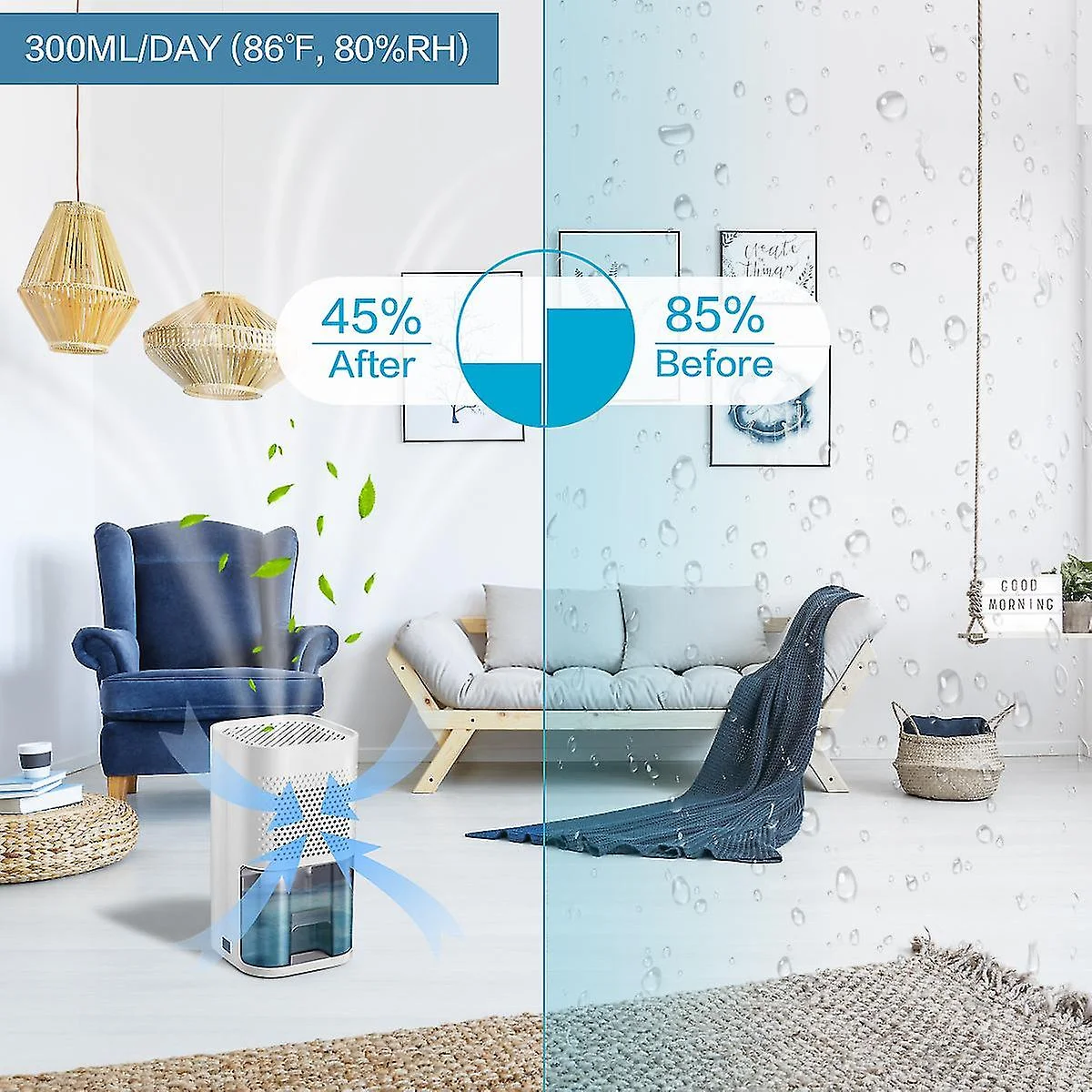 Imikeya Dehumidifier 900ml Home Dehumidifier Remove Humidity 300ml/day Mini Dehumidifier Auto-off Led Indicator Portable Dehumidifier For Home Bedroom