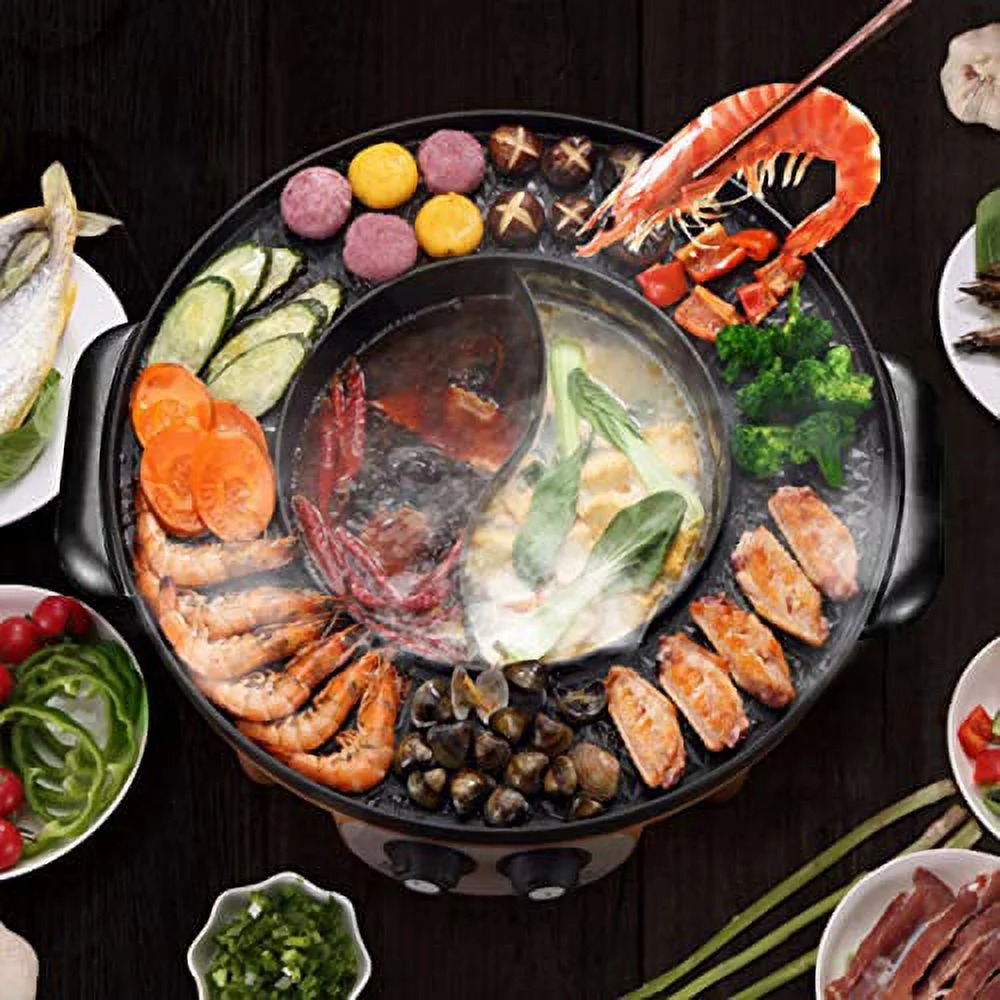 Food Party 2 in 1 Electric Smokeless Grill and Hot Pot